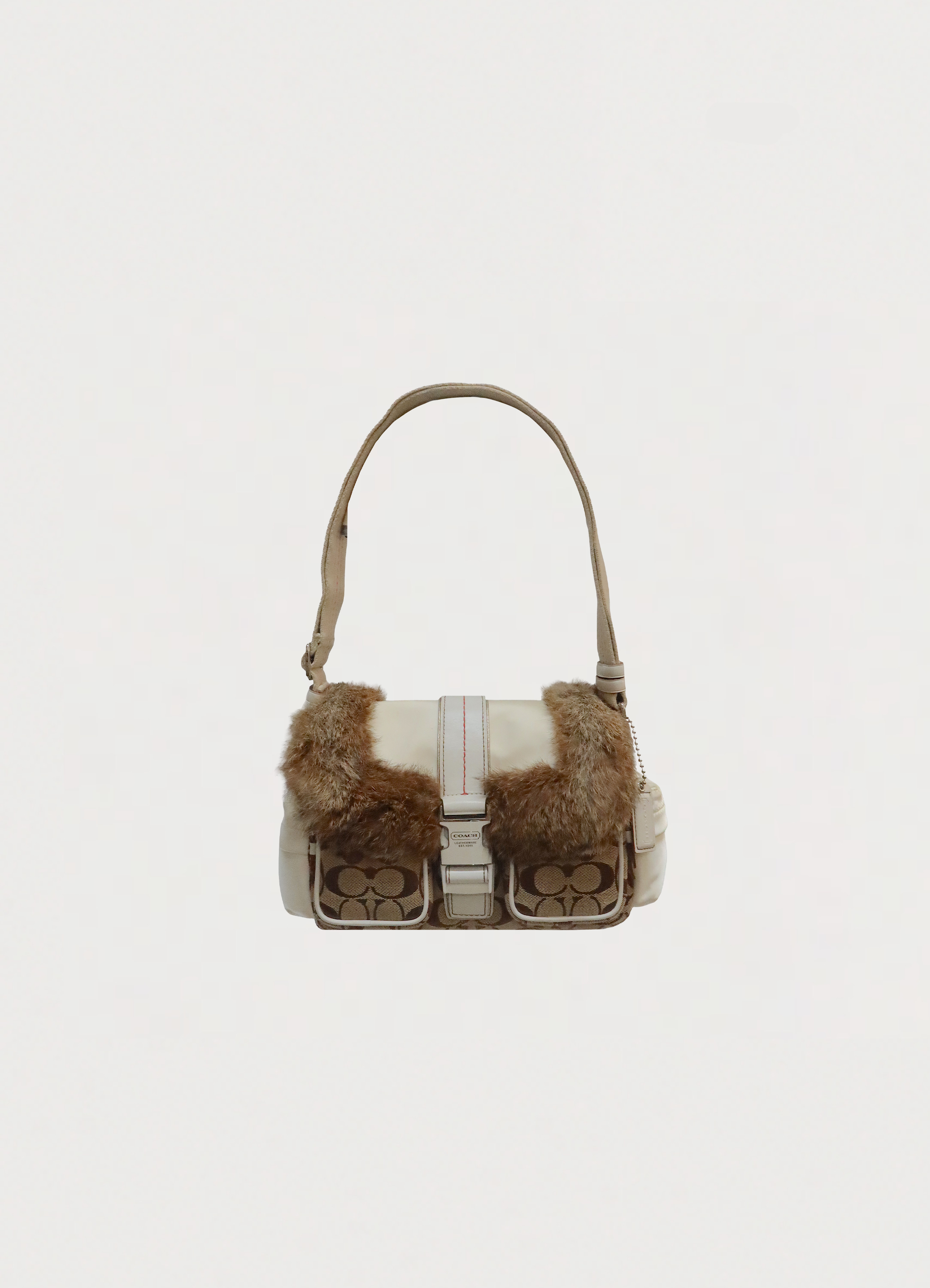 FUR TRIMMED SIGNATURE SHOULDER BAG