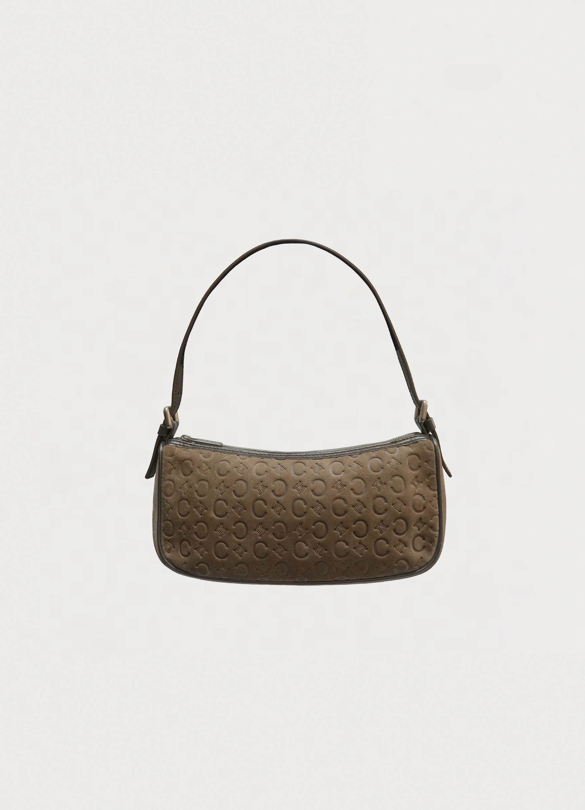 C MACADAM MONOGRAM SUEDE SHOULDER BAG