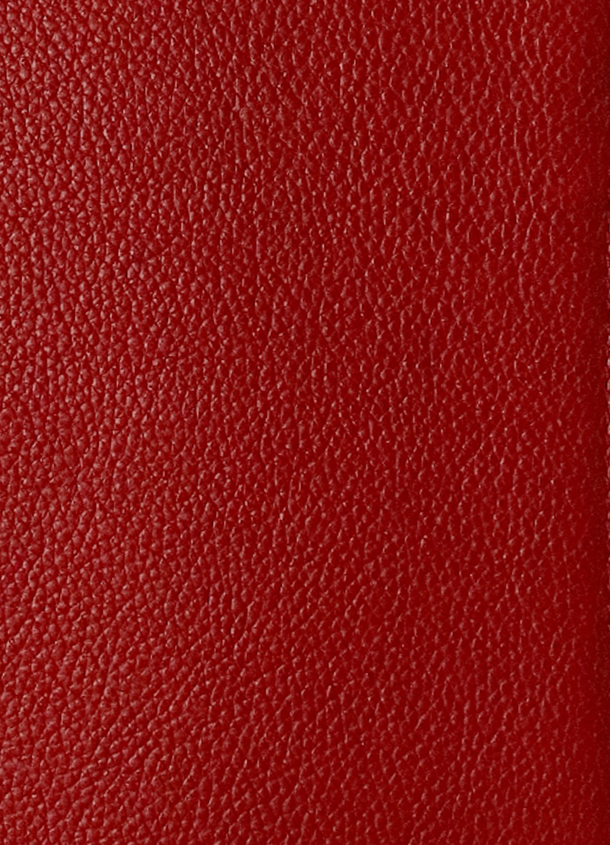 Macro shot of authentic Coach red polished pebble leather grain