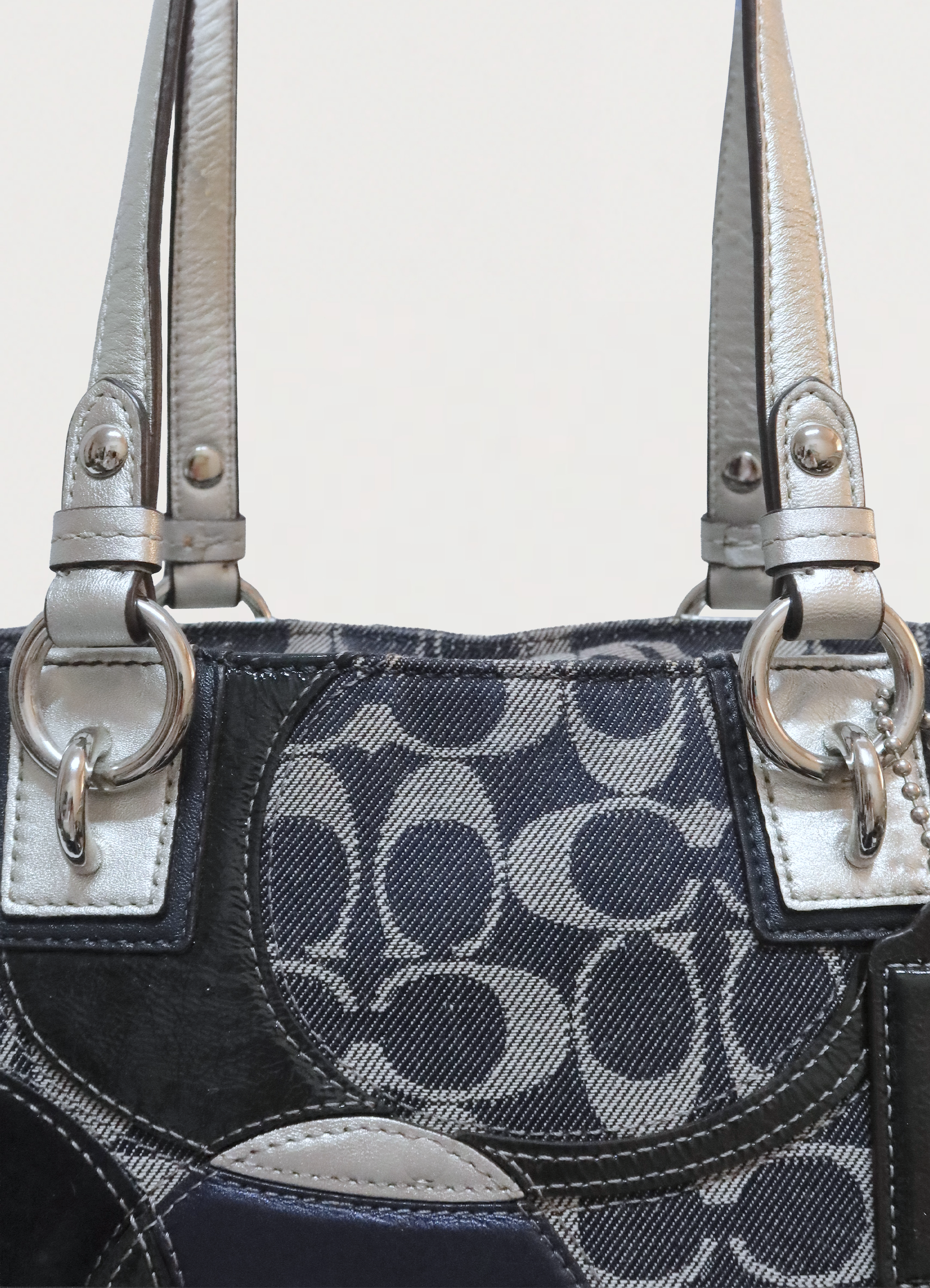 SIGNATURE DENIM PATCHWORK TOTE BAG