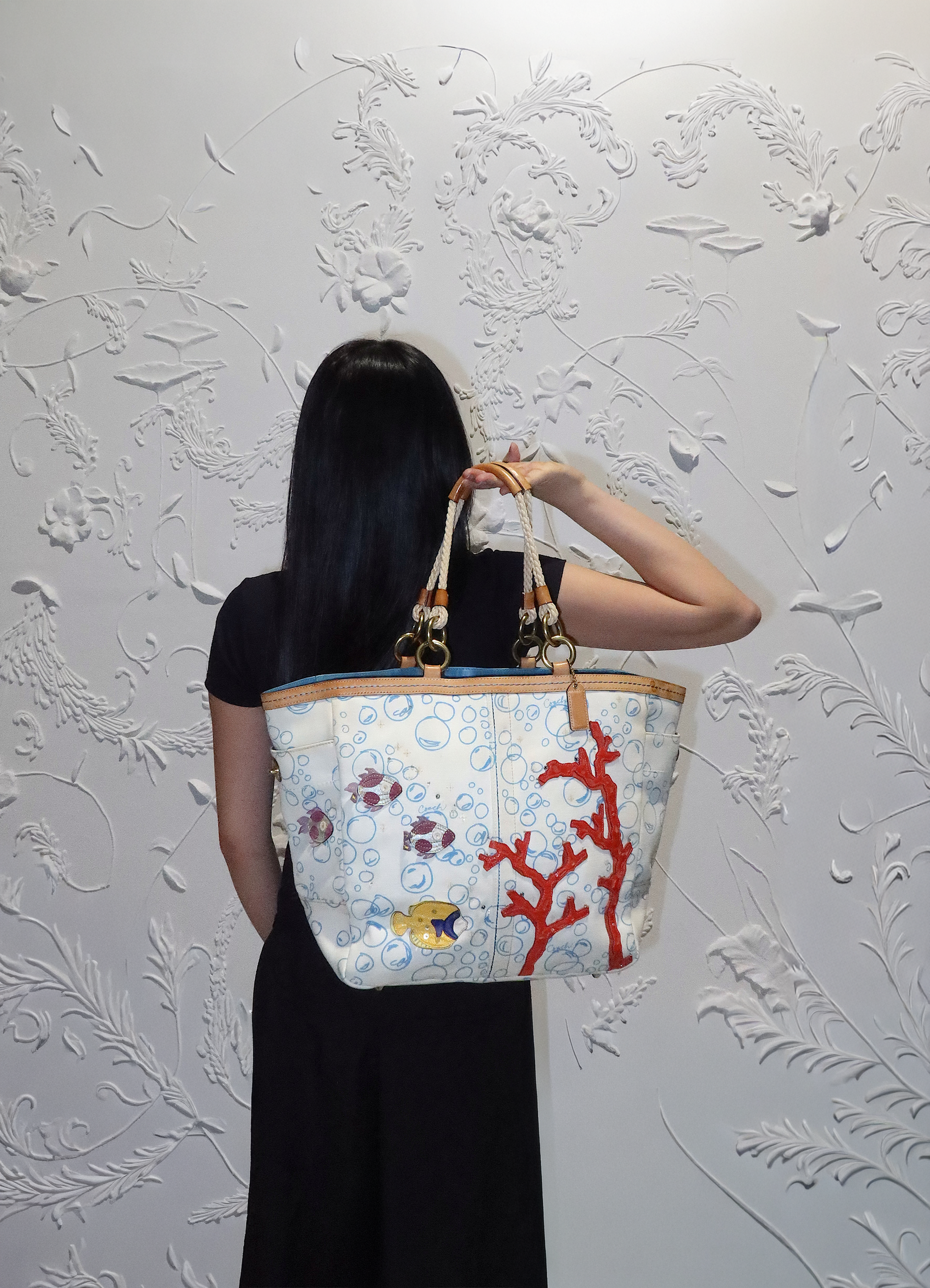 LIMITED EDITION RESORT BUBBLE FISH CORAL TOTE BAG