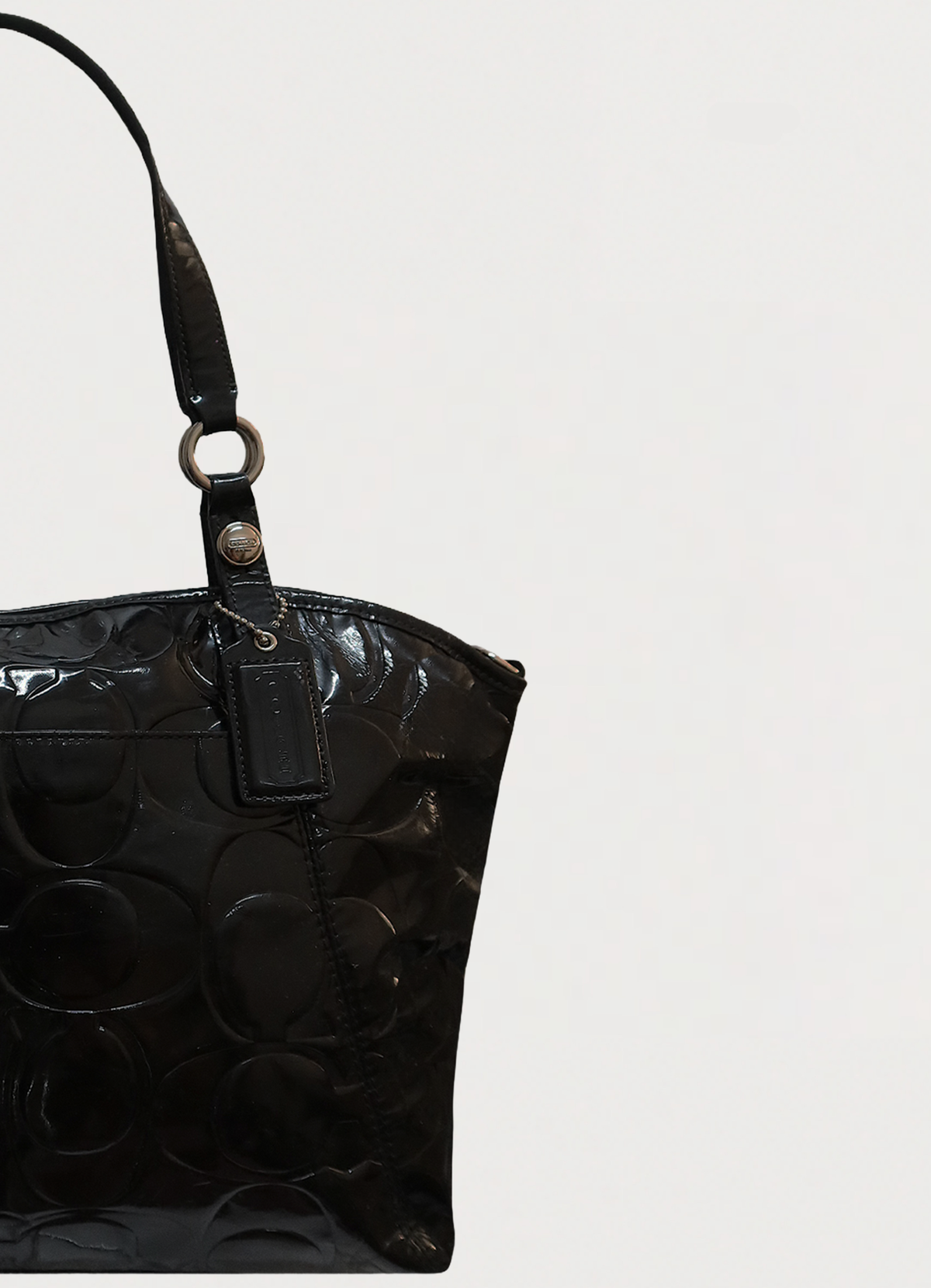 SIGNATURE PATENT LEATHER TOTE