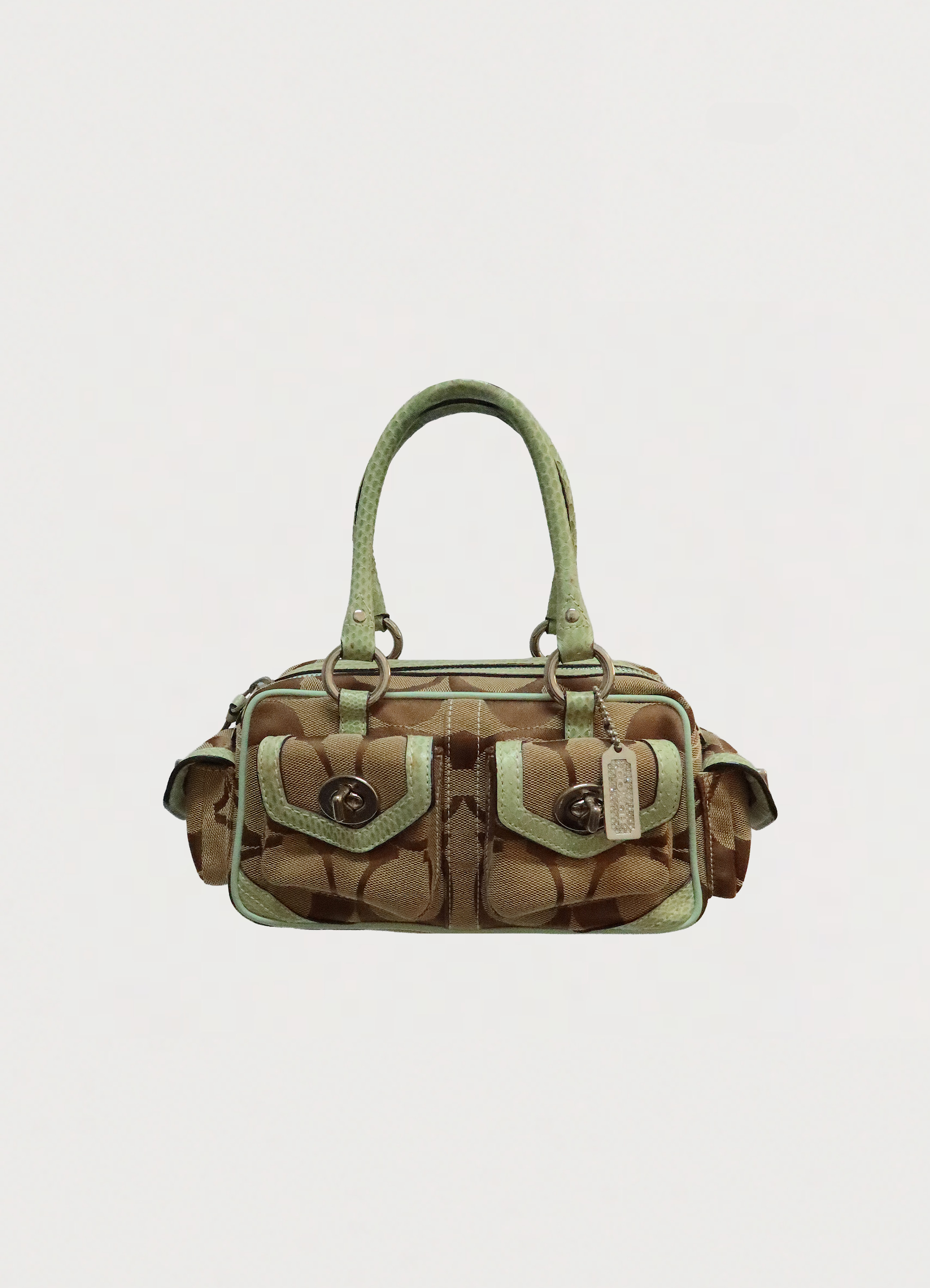 PYTHON SKIN MINI POCKET GALLERY SATCHEL BAG