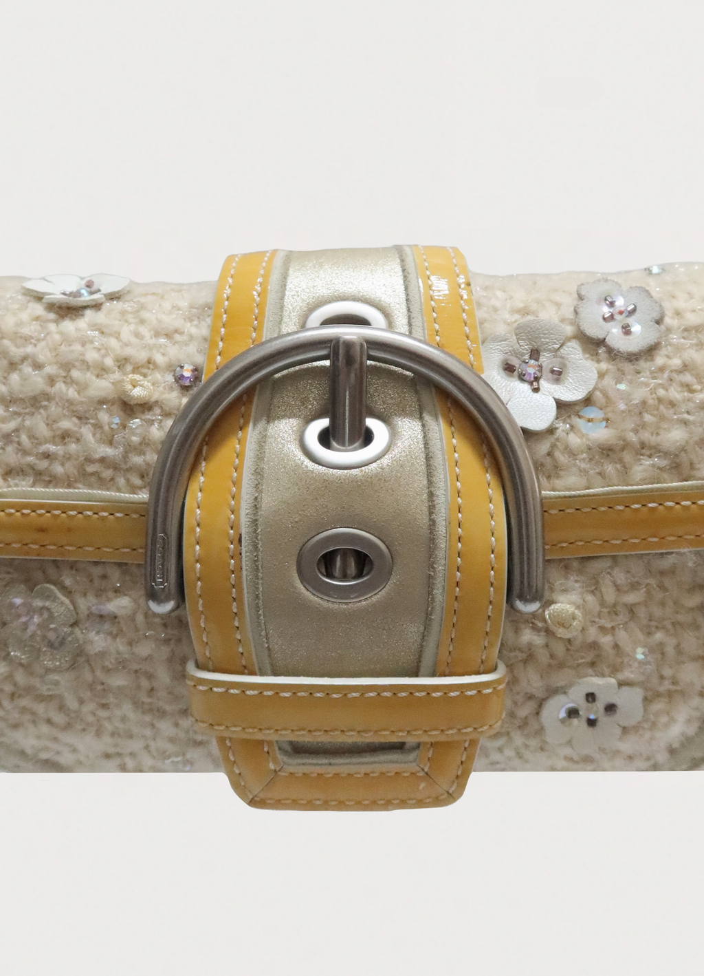 SOHO FLORAL TWEED FLAP SHOULDER BAG