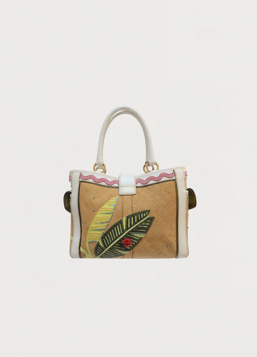 LIMITED EDITION LADYBUG TROPICAL LEAF BOXY STRAW TOTE BAG
