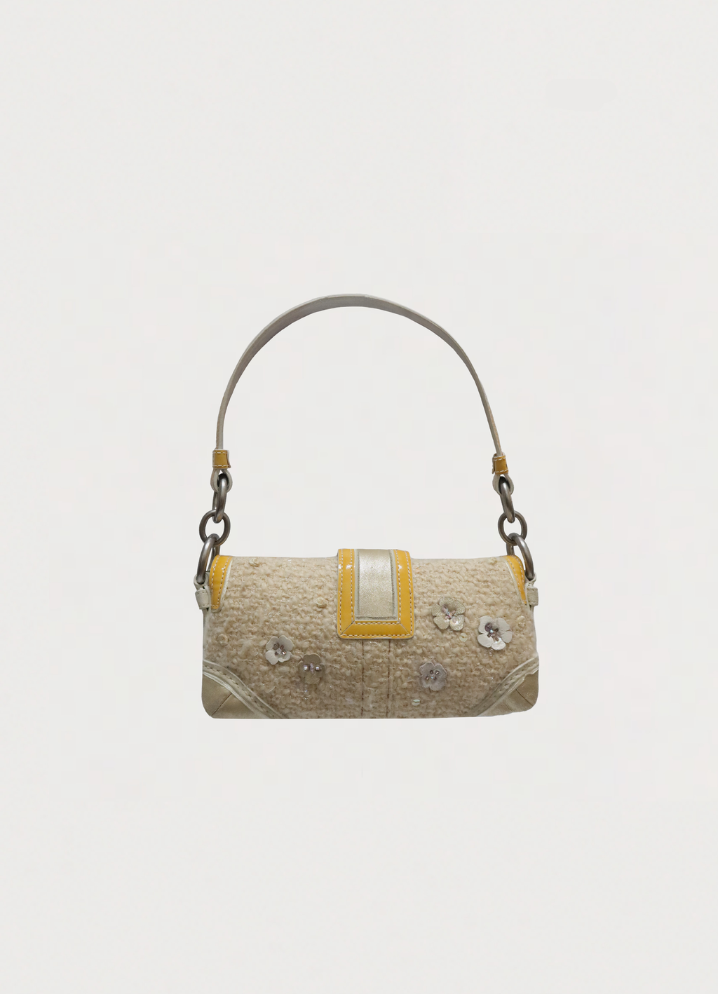 SOHO FLORAL TWEED FLAP SHOULDER BAG
