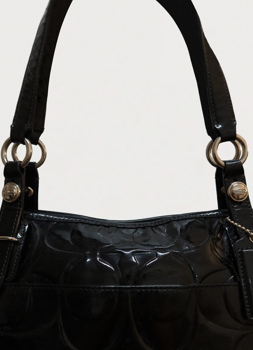SIGNATURE PATENT LEATHER TOTE
