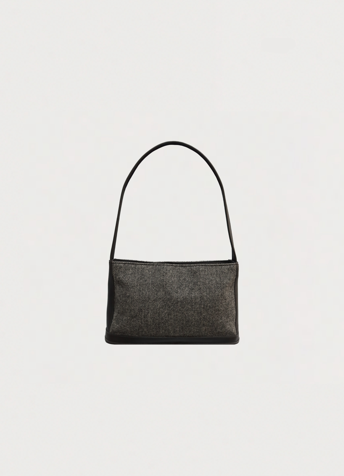 HERRINGBONE TWEED LEATHER SHOULDER BAG