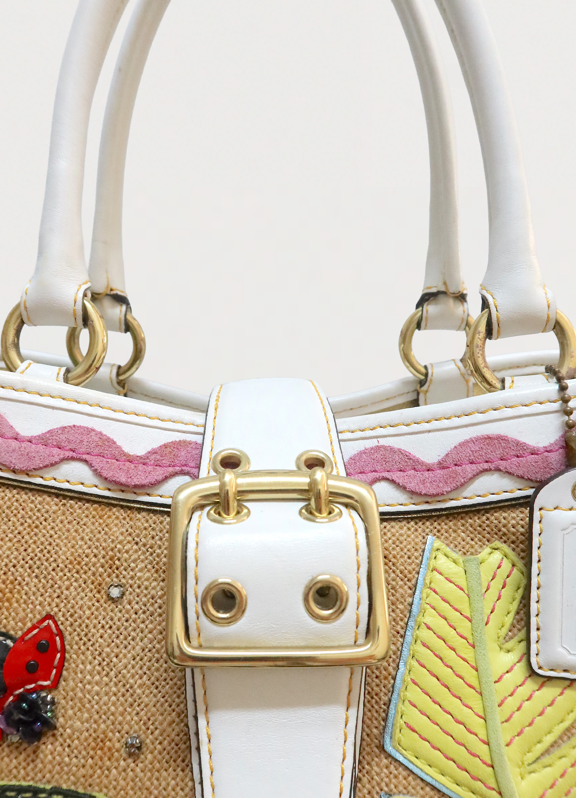 LIMITED EDITION LADYBUG TROPICAL LEAF BOXY STRAW TOTE BAG