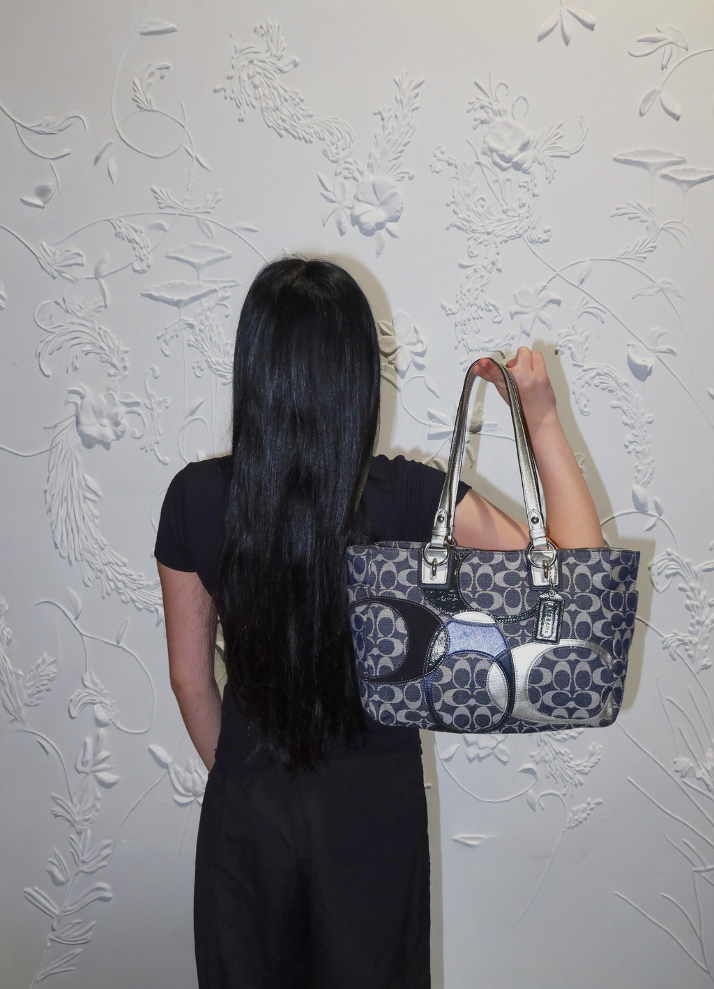 SIGNATURE DENIM PATCHWORK TOTE BAG