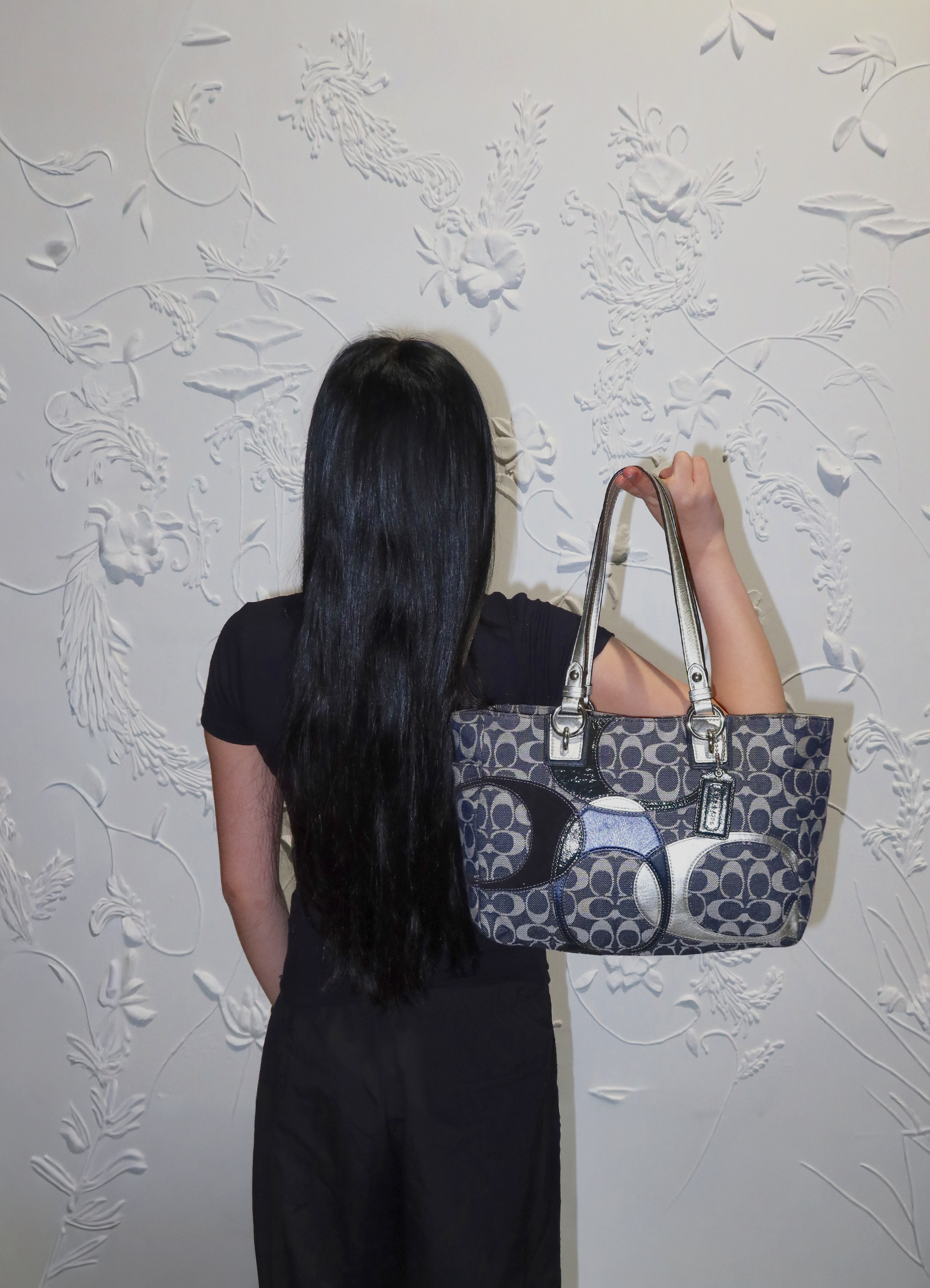 SIGNATURE DENIM PATCHWORK TOTE BAG