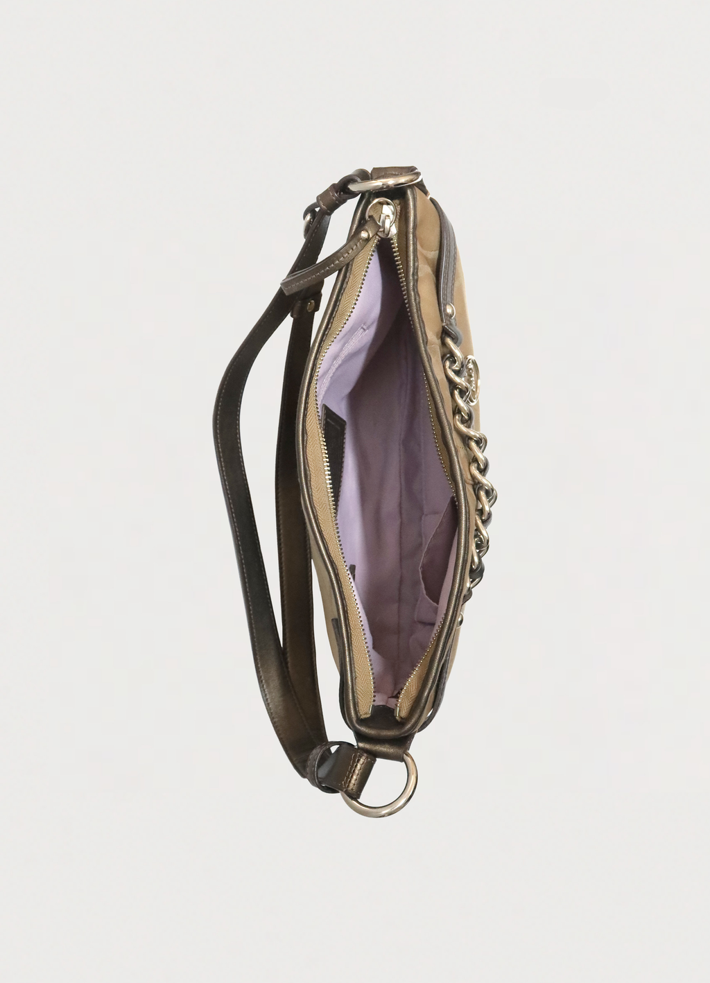 EAST WEST CHAIN DUFFLE CONVERTIBLE SHOULDER BAG