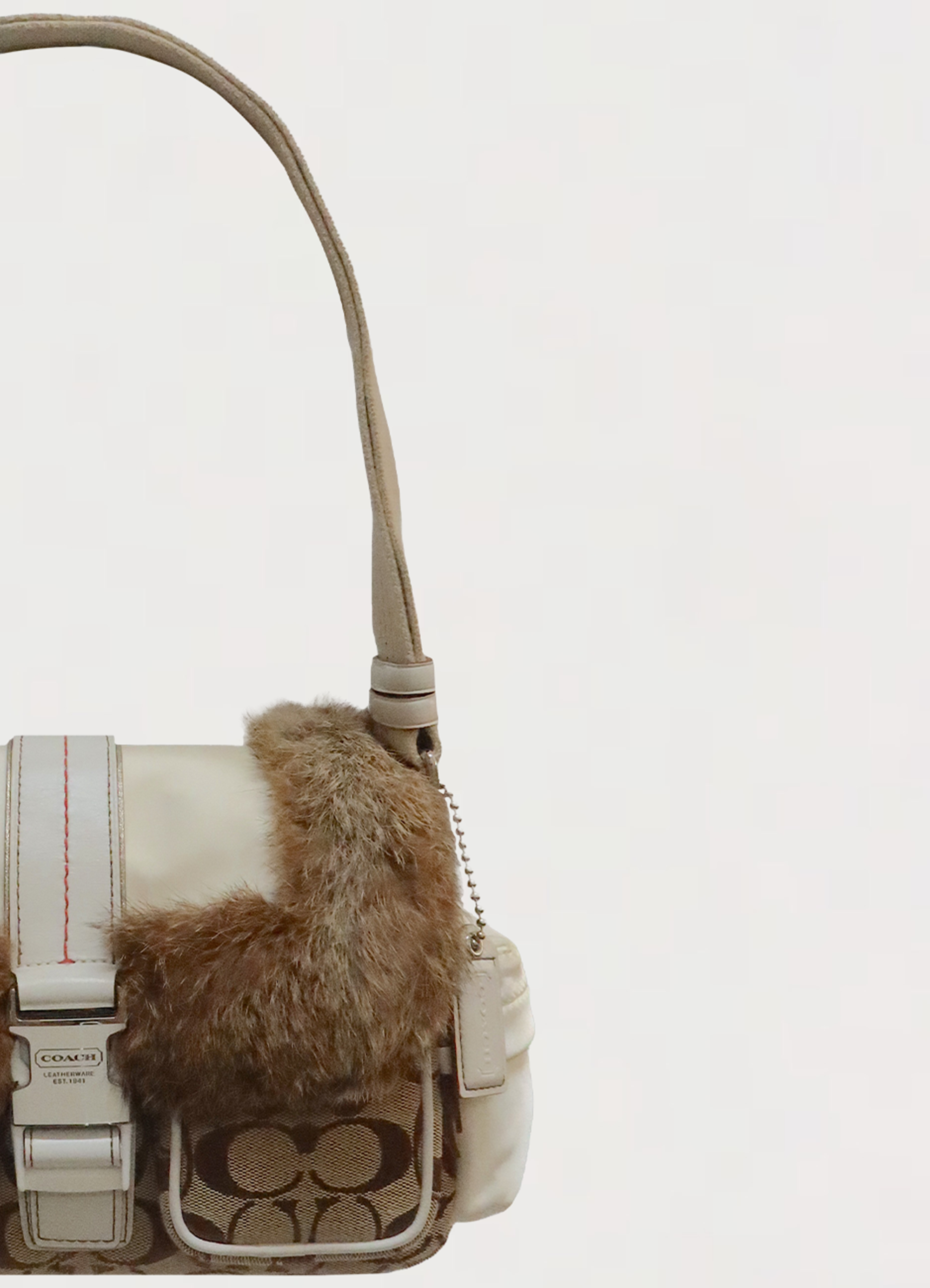 FUR TRIMMED SIGNATURE SHOULDER BAG