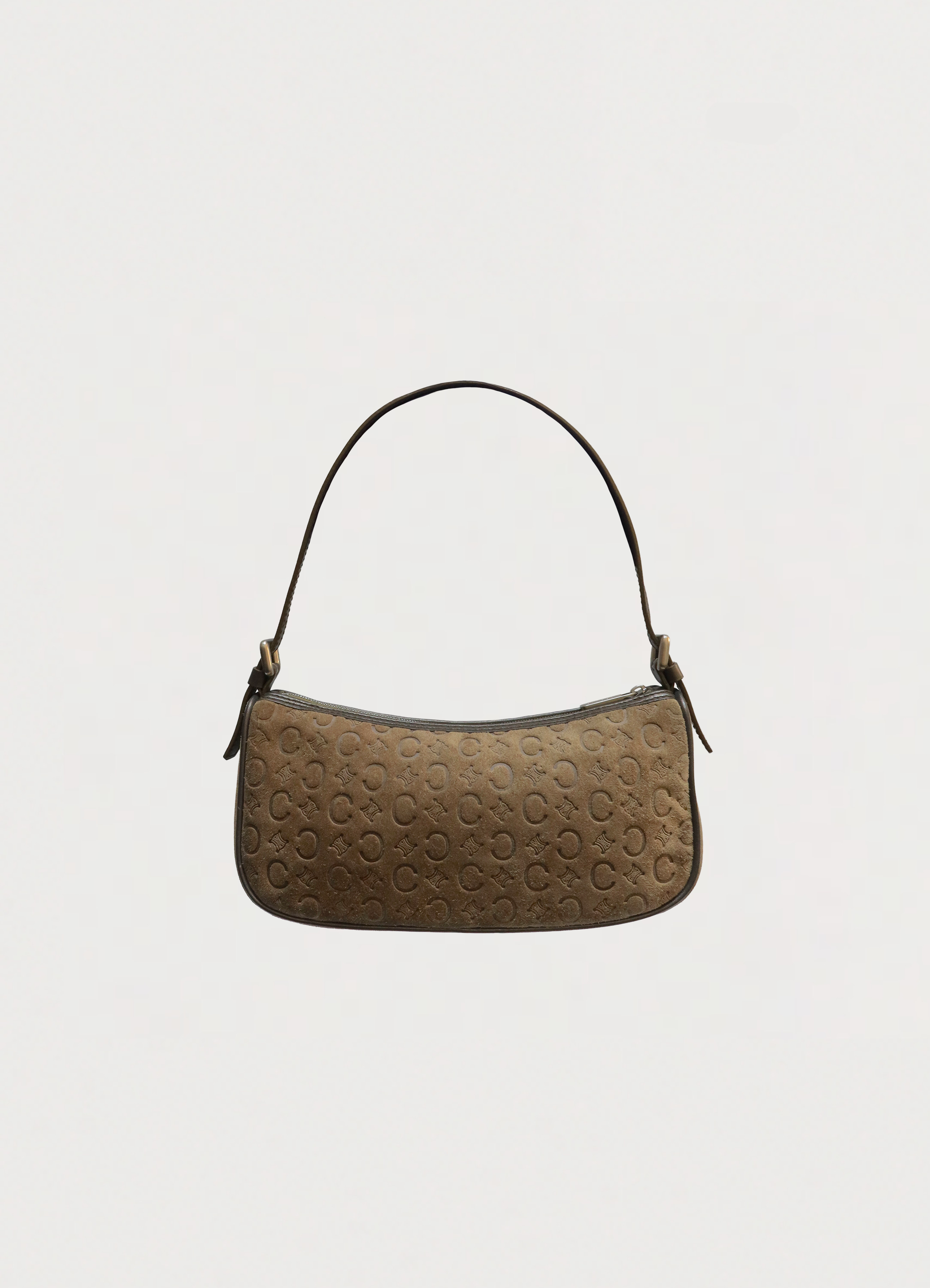 C MACADAM MONOGRAM SUEDE SHOULDER BAG