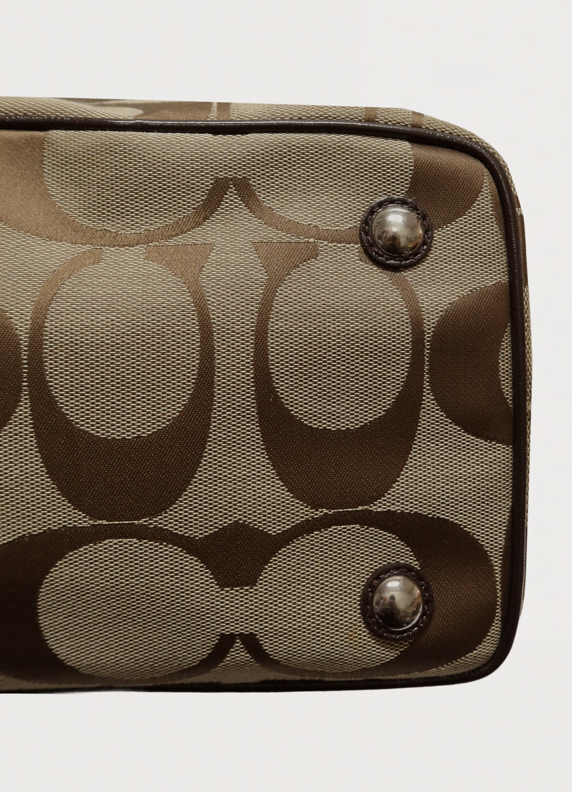 SIGNATURE STRIPE FRAMED KISSLOCK CARRYALL TOTE BAG