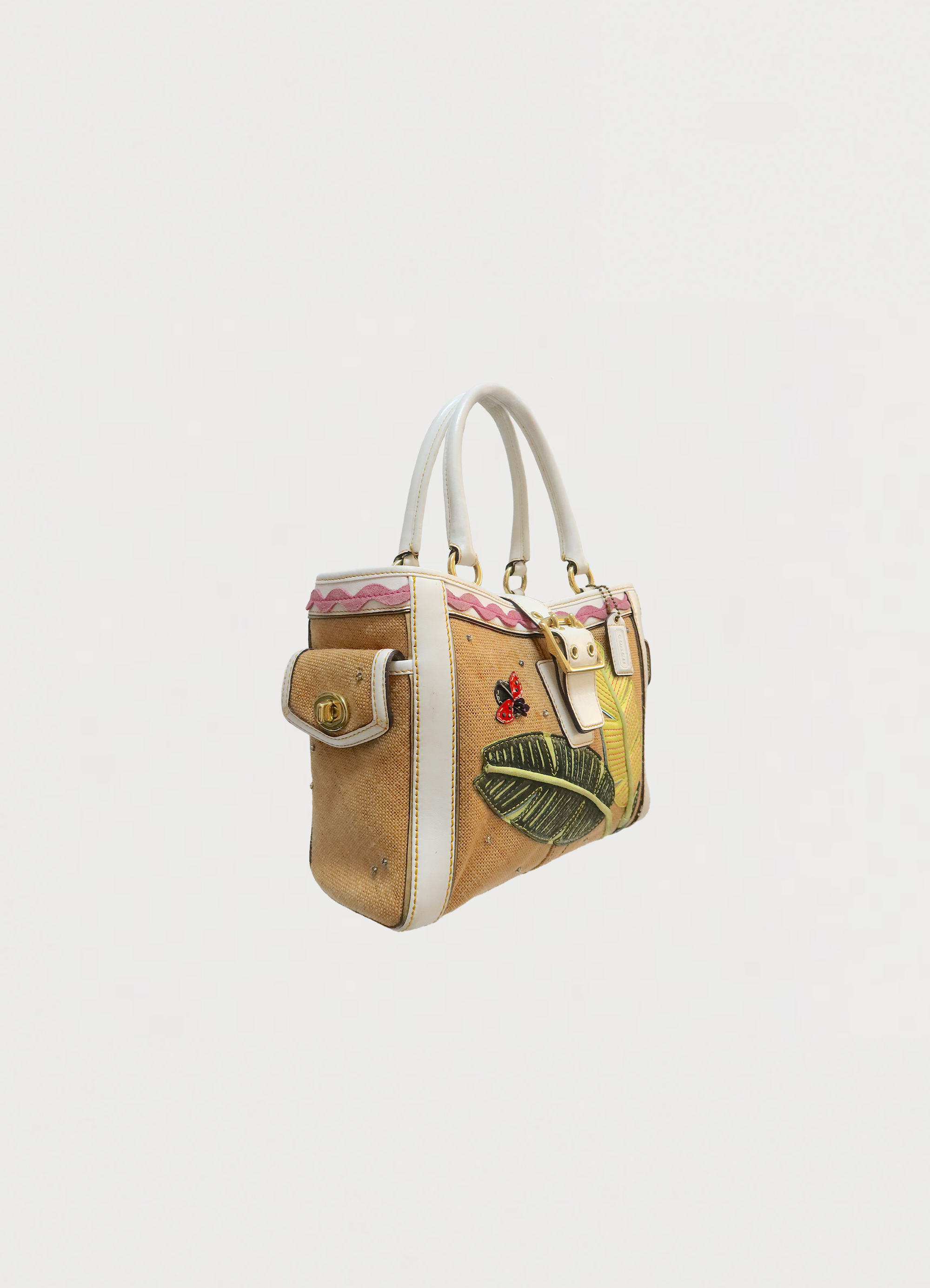 LIMITED EDITION LADYBUG TROPICAL LEAF BOXY STRAW TOTE BAG