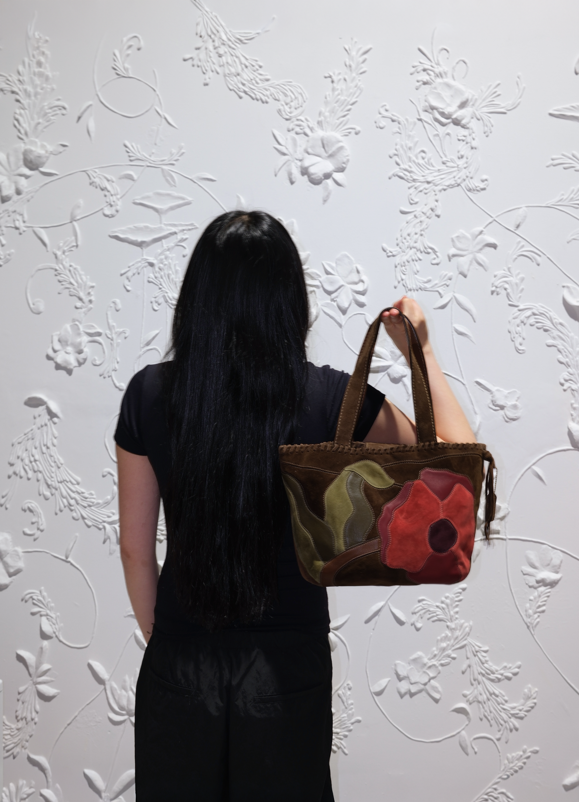 POPPIES FOR PEACE SUEDE TOTE BAG