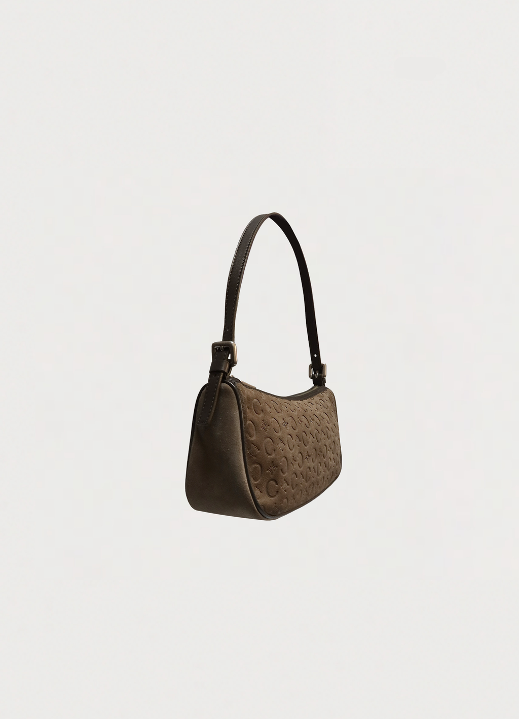 C MACADAM MONOGRAM SUEDE SHOULDER BAG