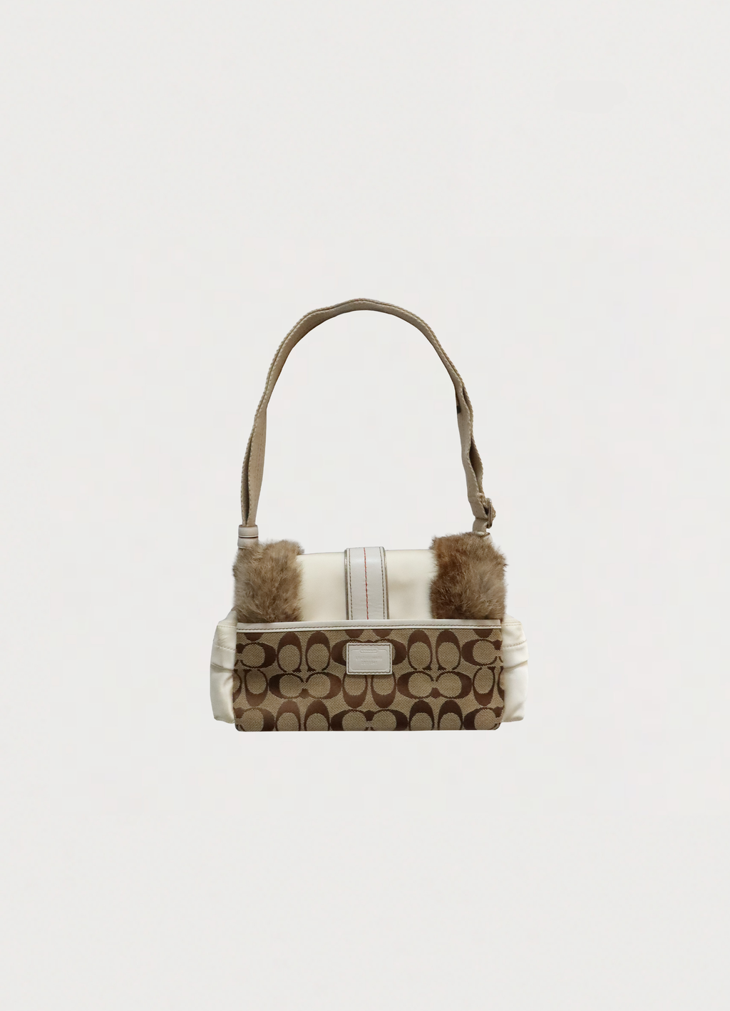 FUR TRIMMED SIGNATURE SHOULDER BAG