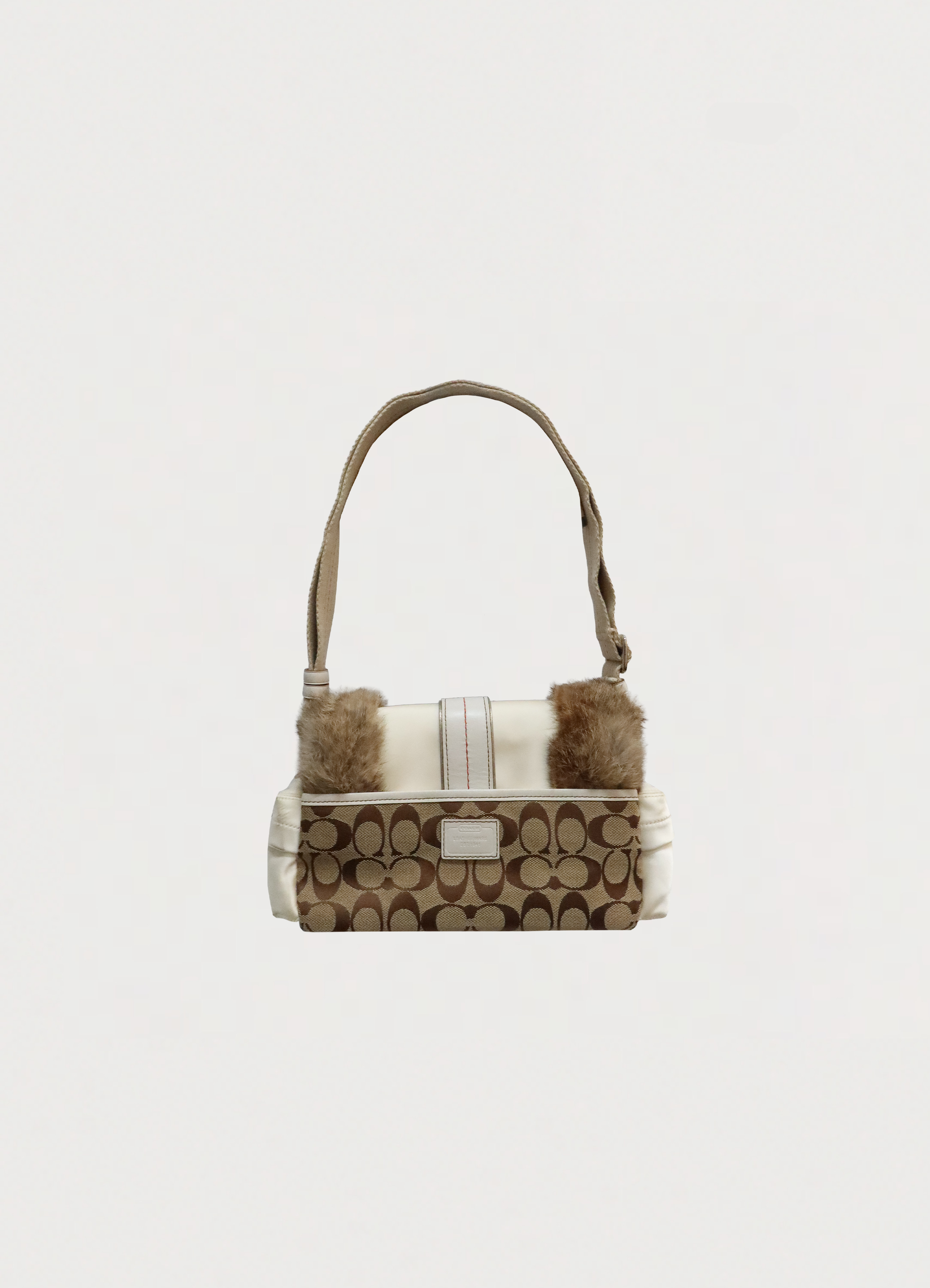 FUR TRIMMED SIGNATURE SHOULDER BAG