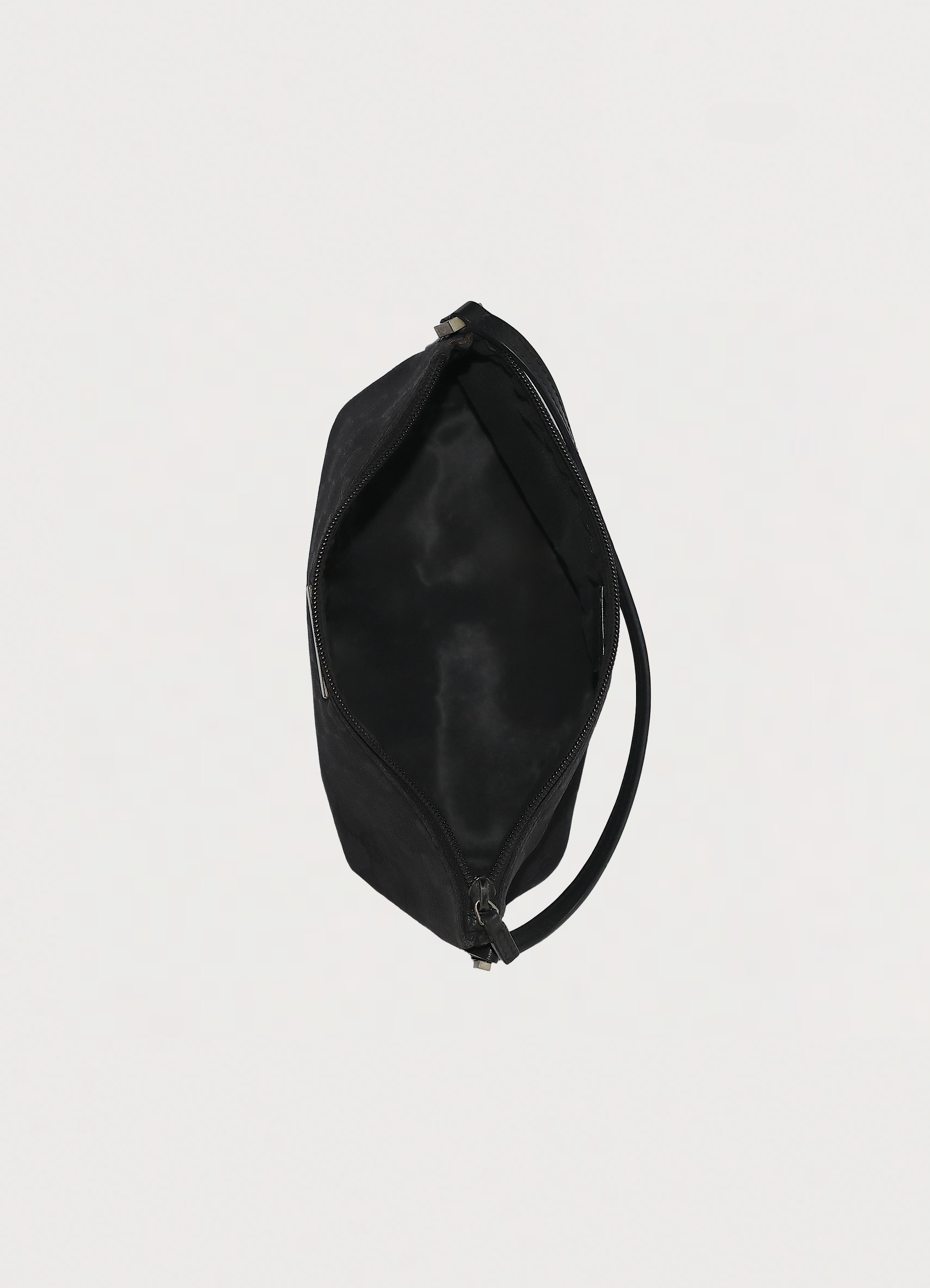 GG monogram boat back in black signature canvas with leather trim showing interior from top view down