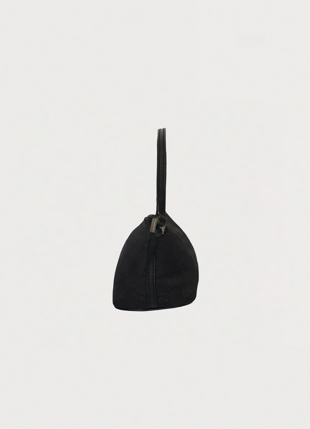 GG monogram boat back in black signature canvas with leather trim showing left side