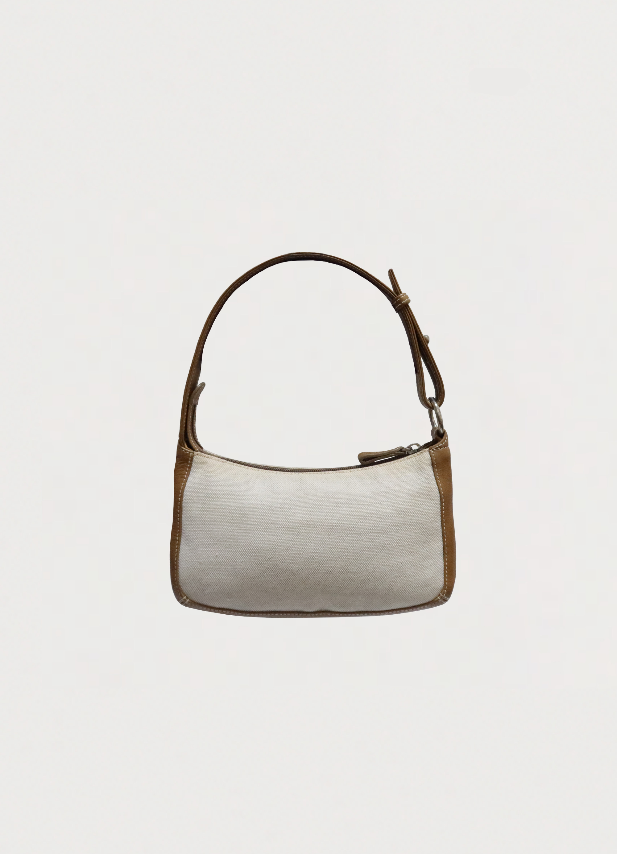 Loewe Anagram mini pochette in cream canvas with tan leather trim back view