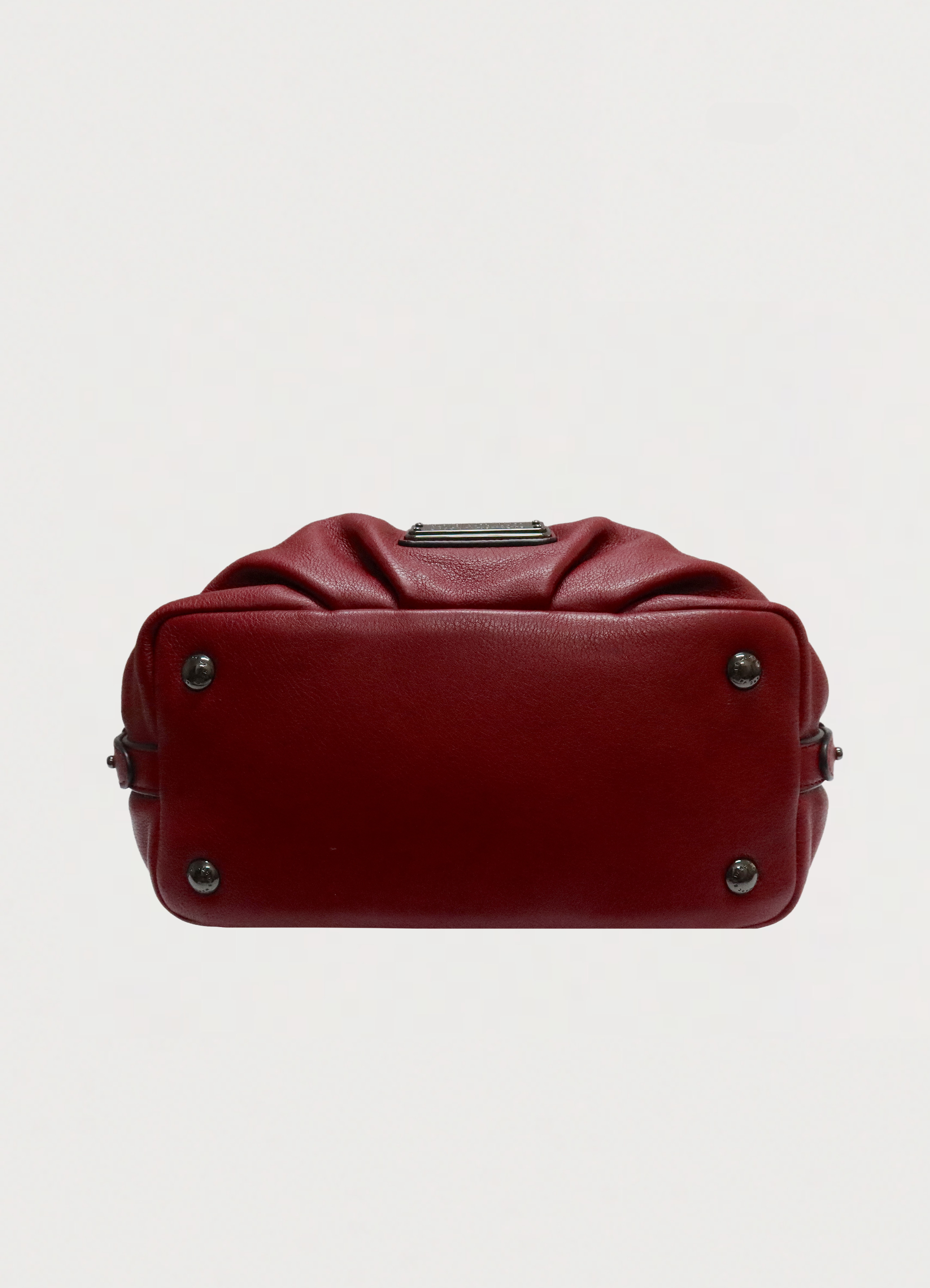 Marc by Marc Jacobs Classic Q Small Legend leather satchel in red base view showing bag studs