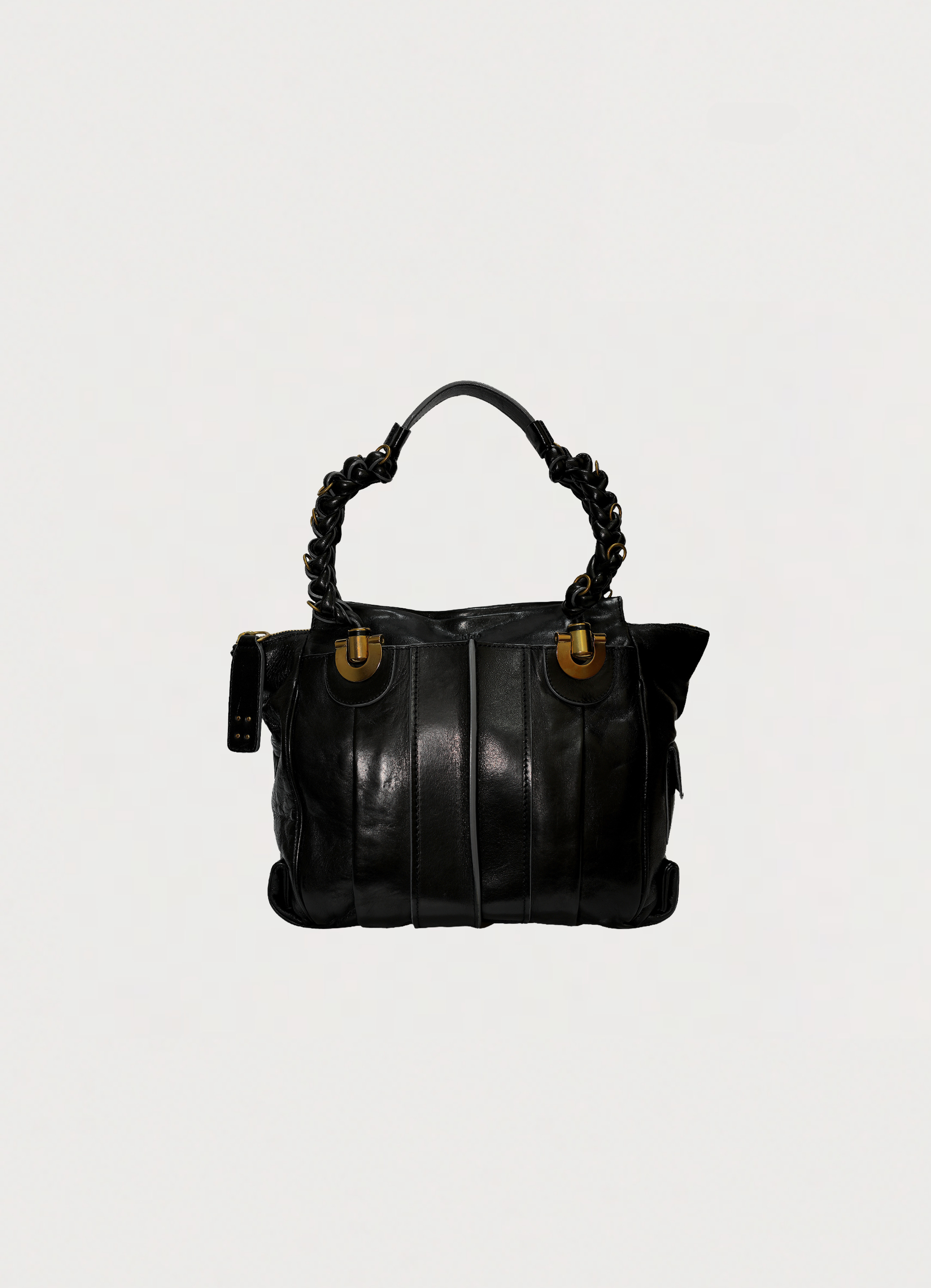 Vintage Chloé Héloïse tote bag in black leather showing front