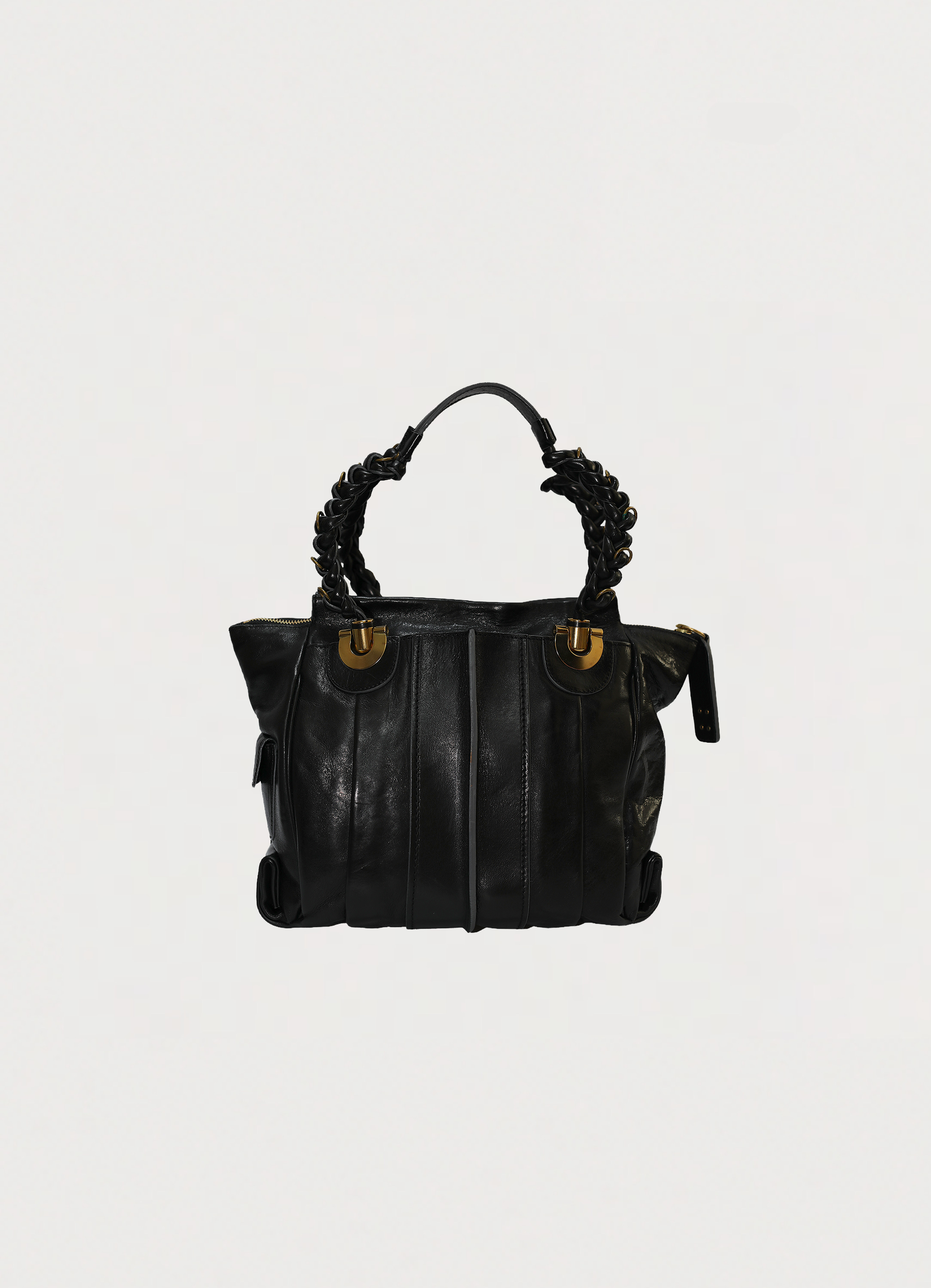 Vintage Chloé Héloïse tote bag in black leather showing back
