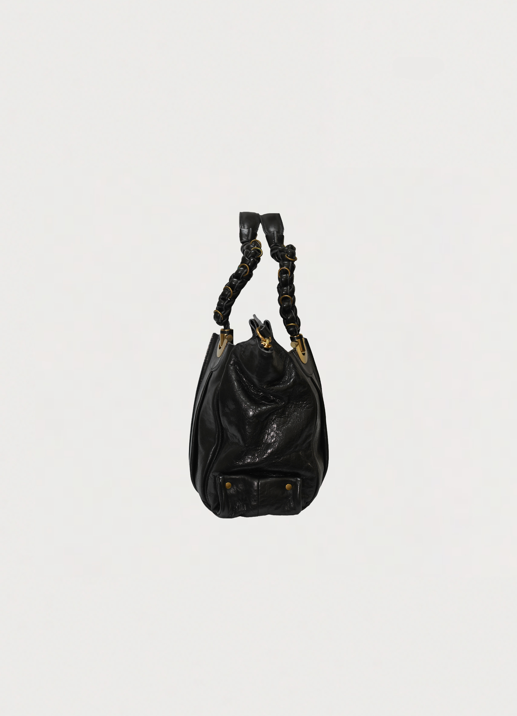 Vintage Chloé Héloïse tote bag in black leather showing right side