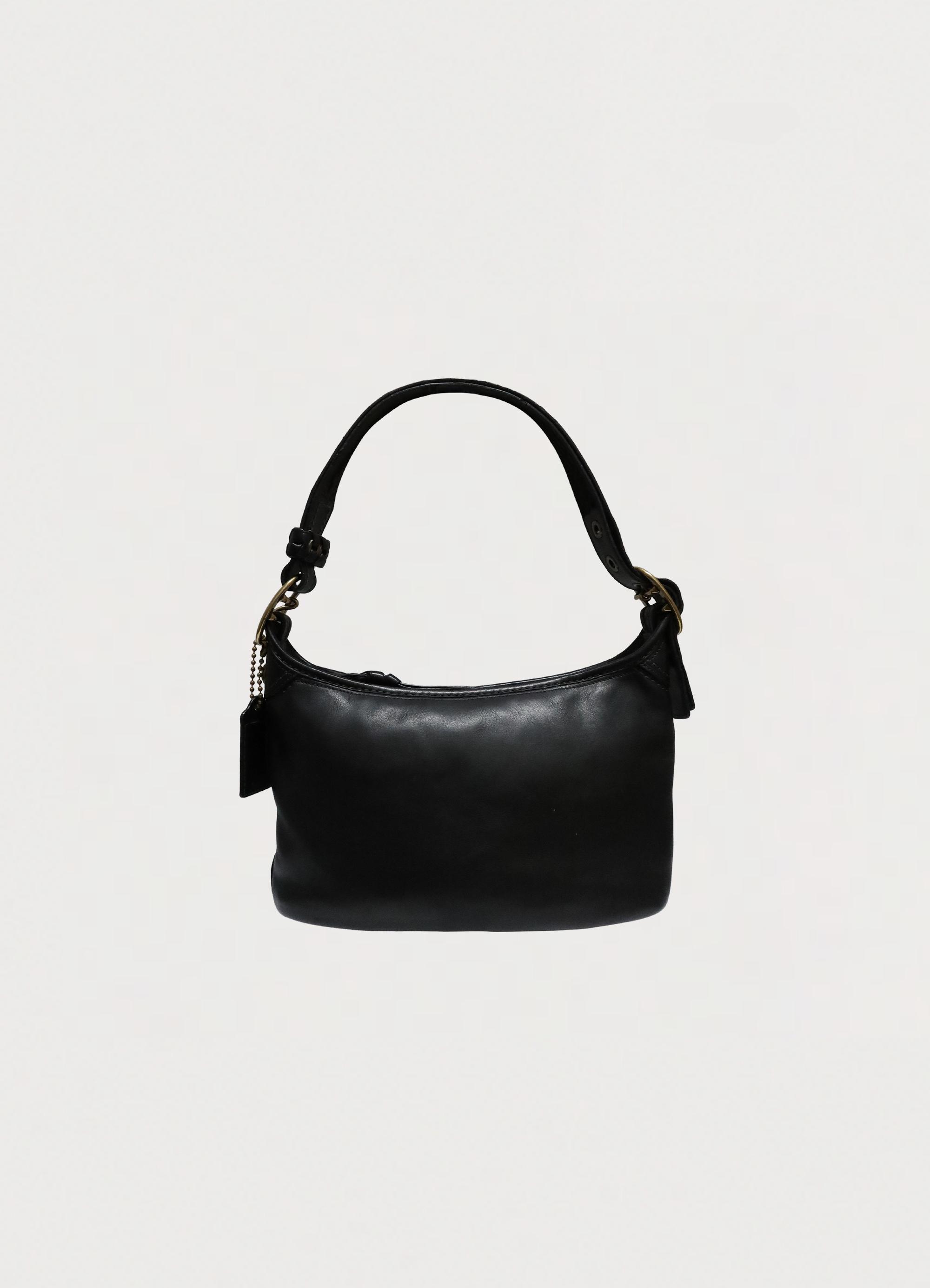 Vintage Coach Bleecker small hobo bag in smooth black leather front view