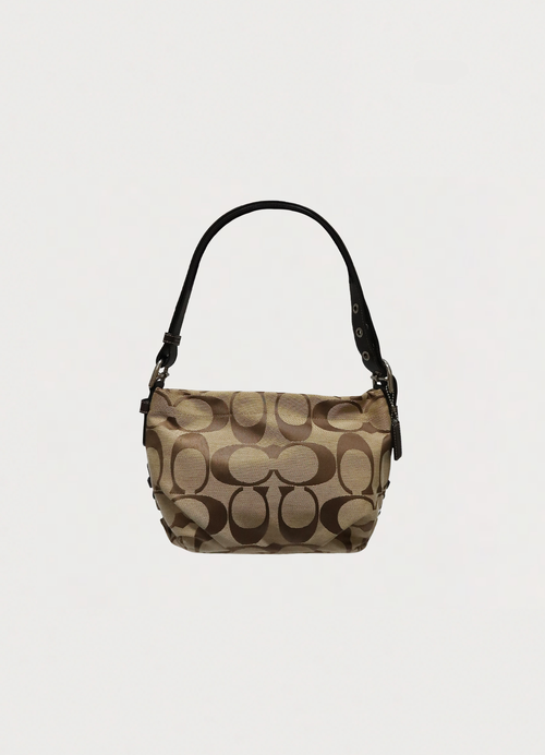 Vintage Coach Bleecker signature hobo bag in khaki canvas back view