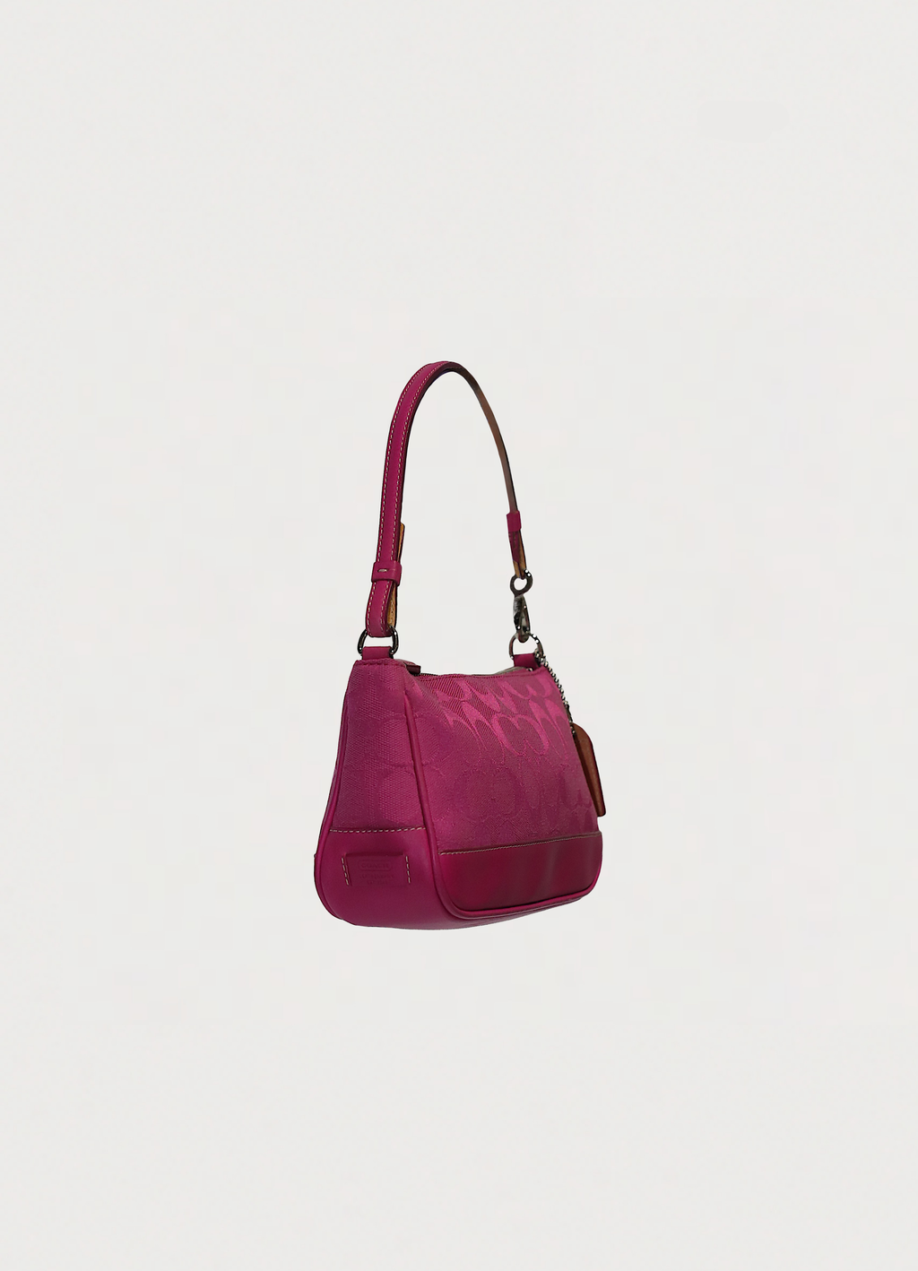 Vintage Coach Demi pochette bag in pink signature canvas with leather trim