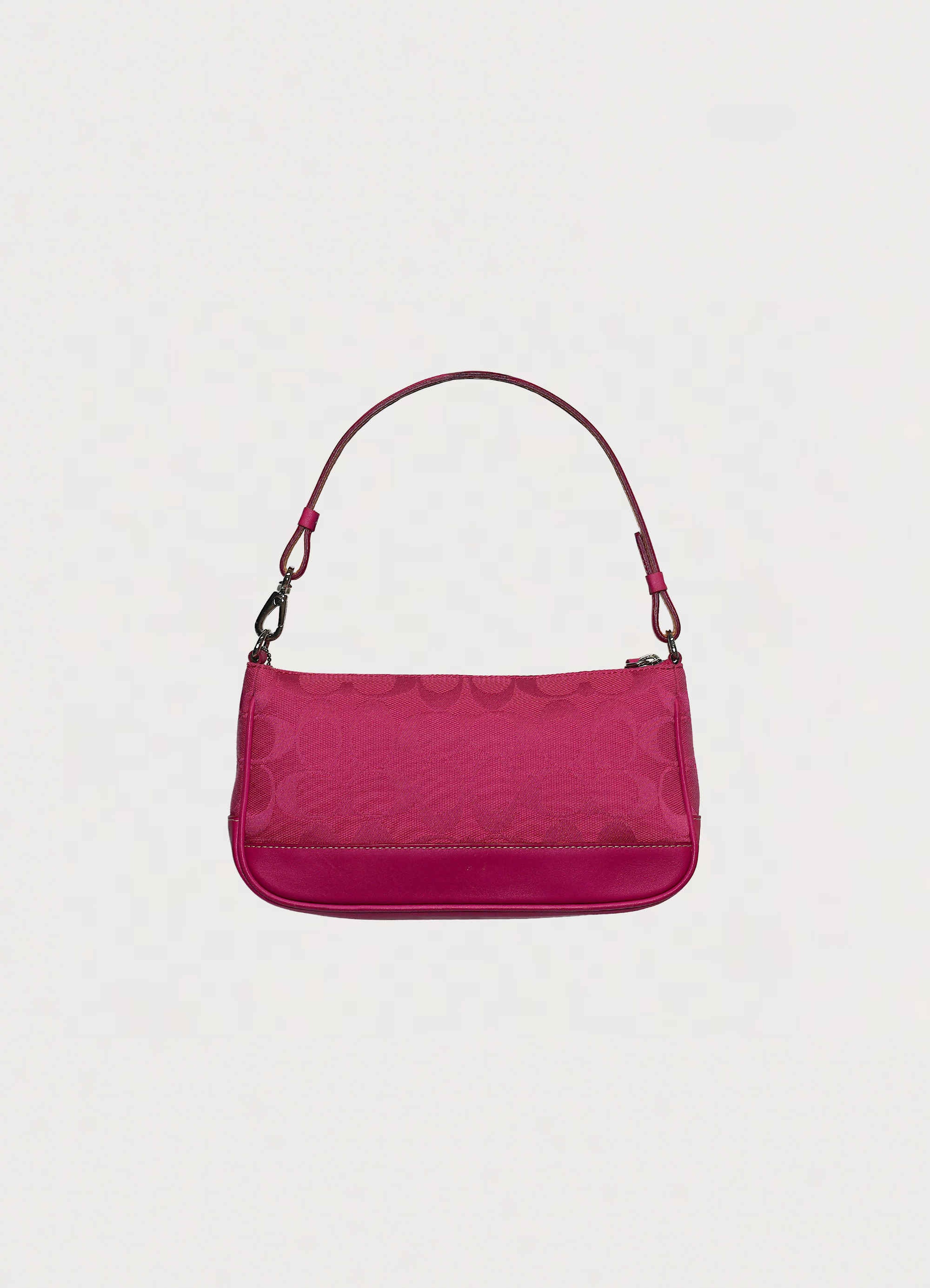 Vintage Coach Demi pochette bag in pink signature canvas with leather trim