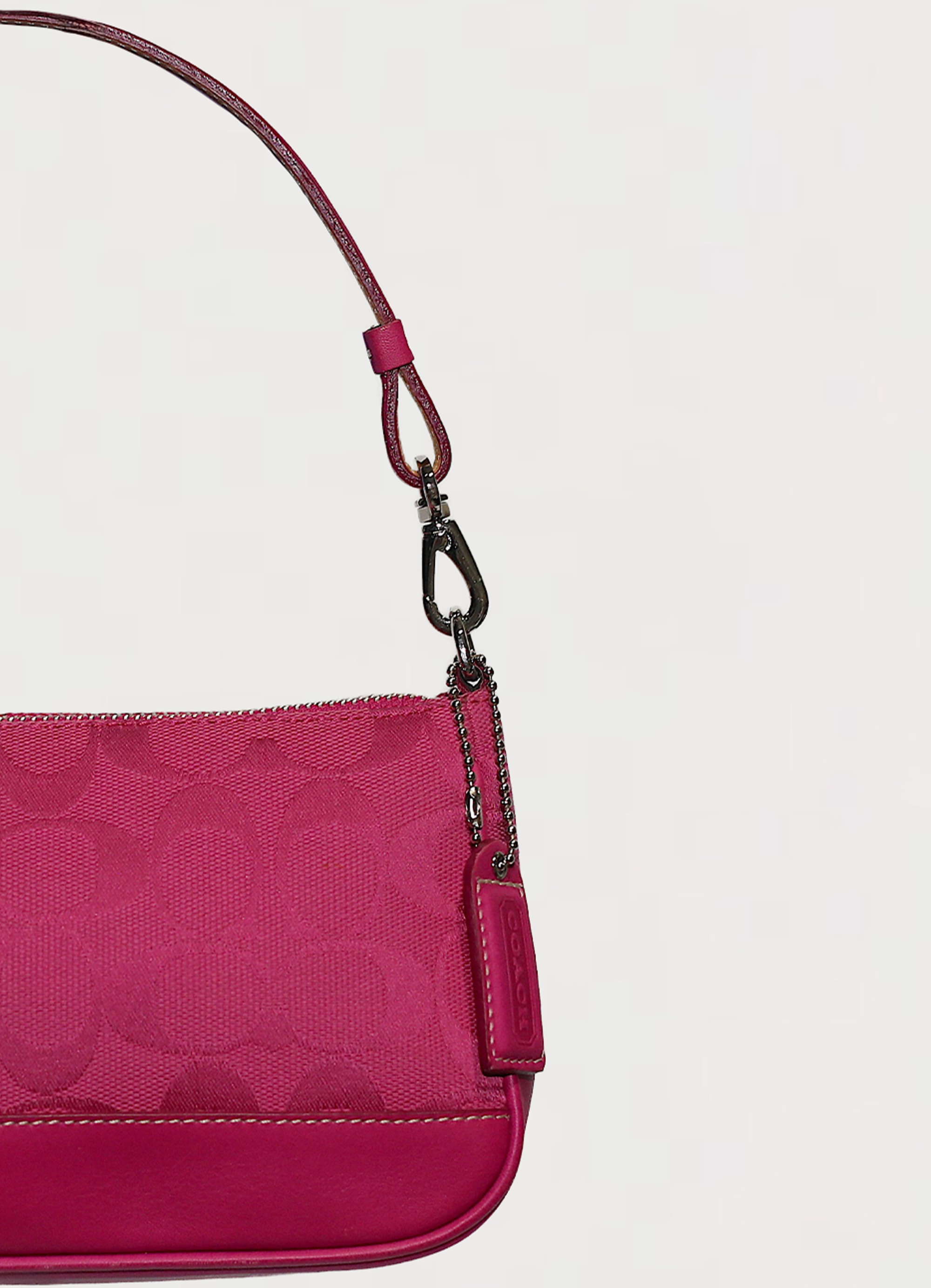 Vintage Coach Demi pochette bag in pink signature canvas with leather trim