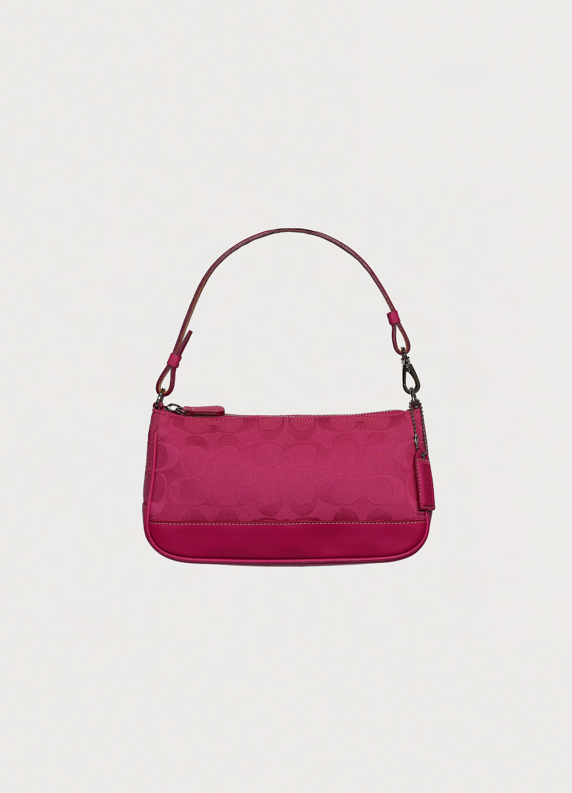 Vintage Coach Demi pochette bag in pink signature canvas with leather trim