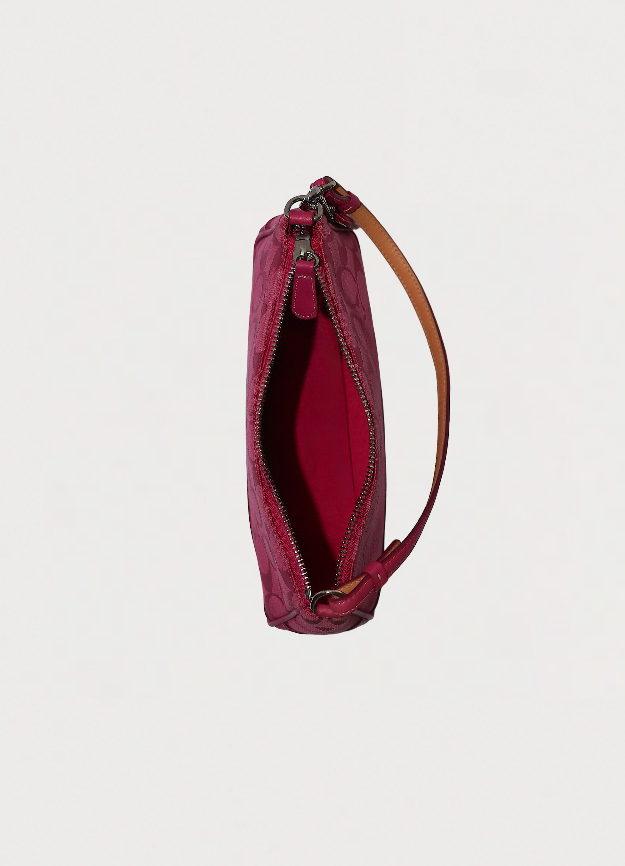 Vintage Coach Demi pochette bag in pink signature canvas with leather trim
