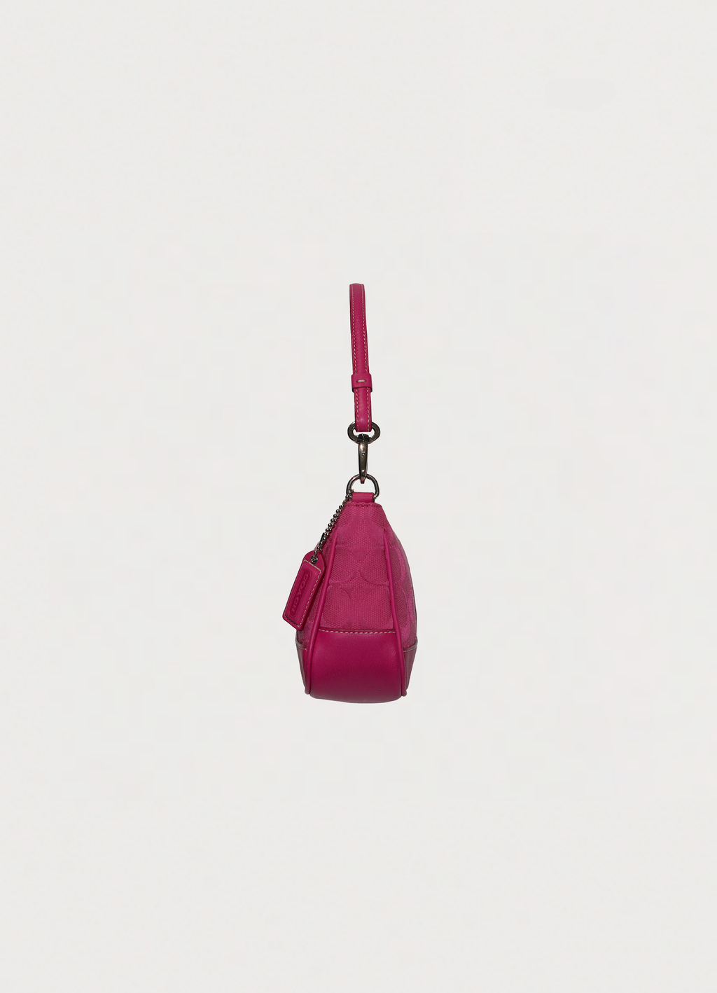 Vintage Coach Demi pochette bag in pink signature canvas with leather trim