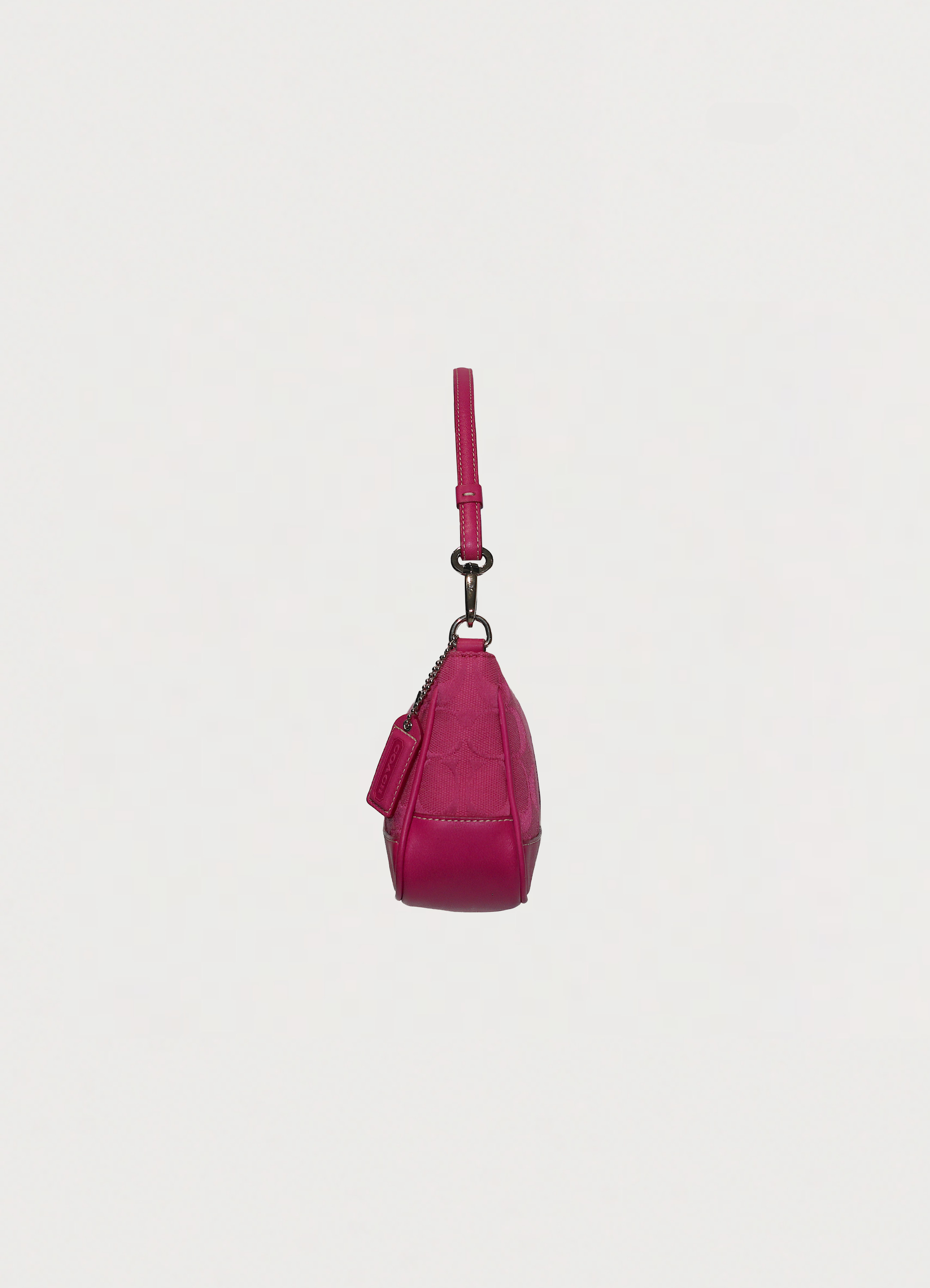 Vintage Coach Demi pochette bag in pink signature canvas with leather trim