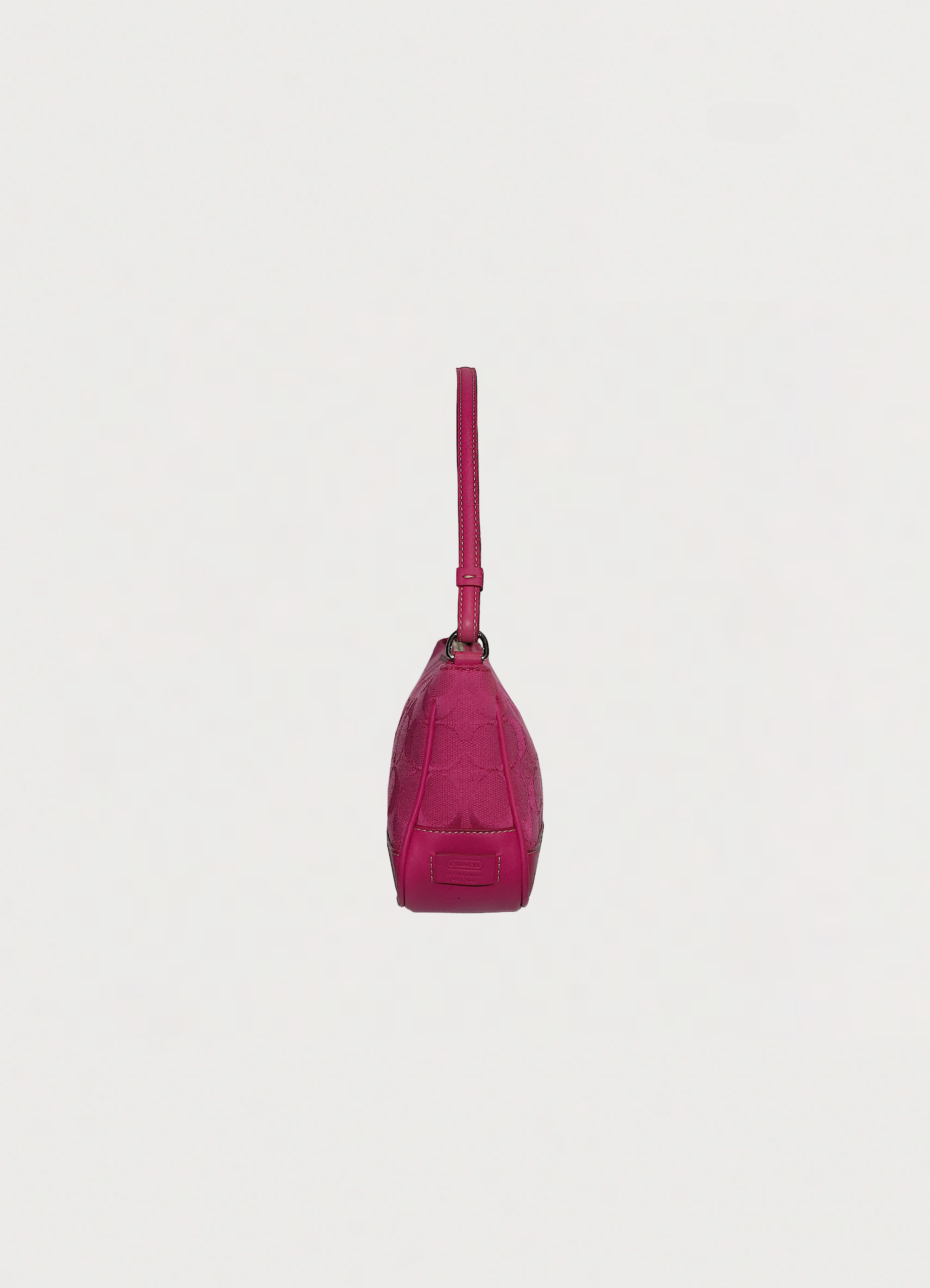 Vintage Coach Demi pochette bag in pink signature canvas with leather trim