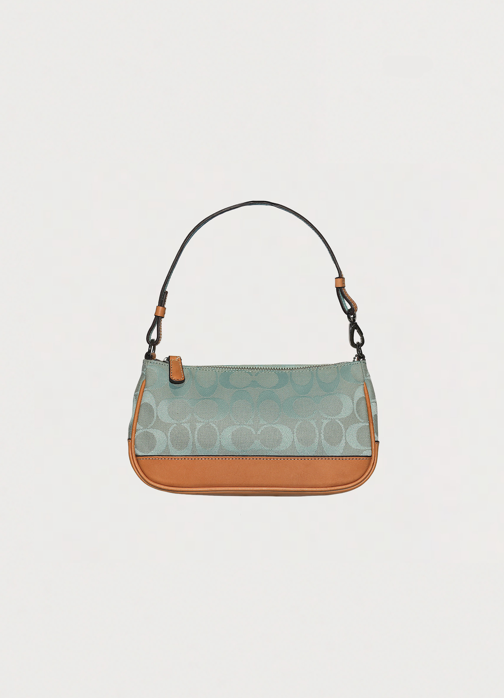 Vintage Coach Demi pochette bag in turquoise signature canvas with leather trim