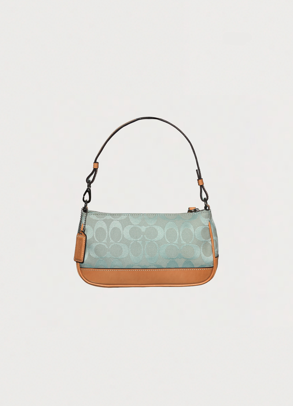 Vintage Coach Demi pochette bag in turquoise signature canvas with leather trim