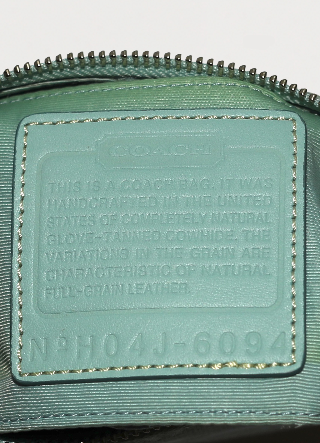Vintage Coach Demi pochette bag in turquoise signature canvas with leather trim