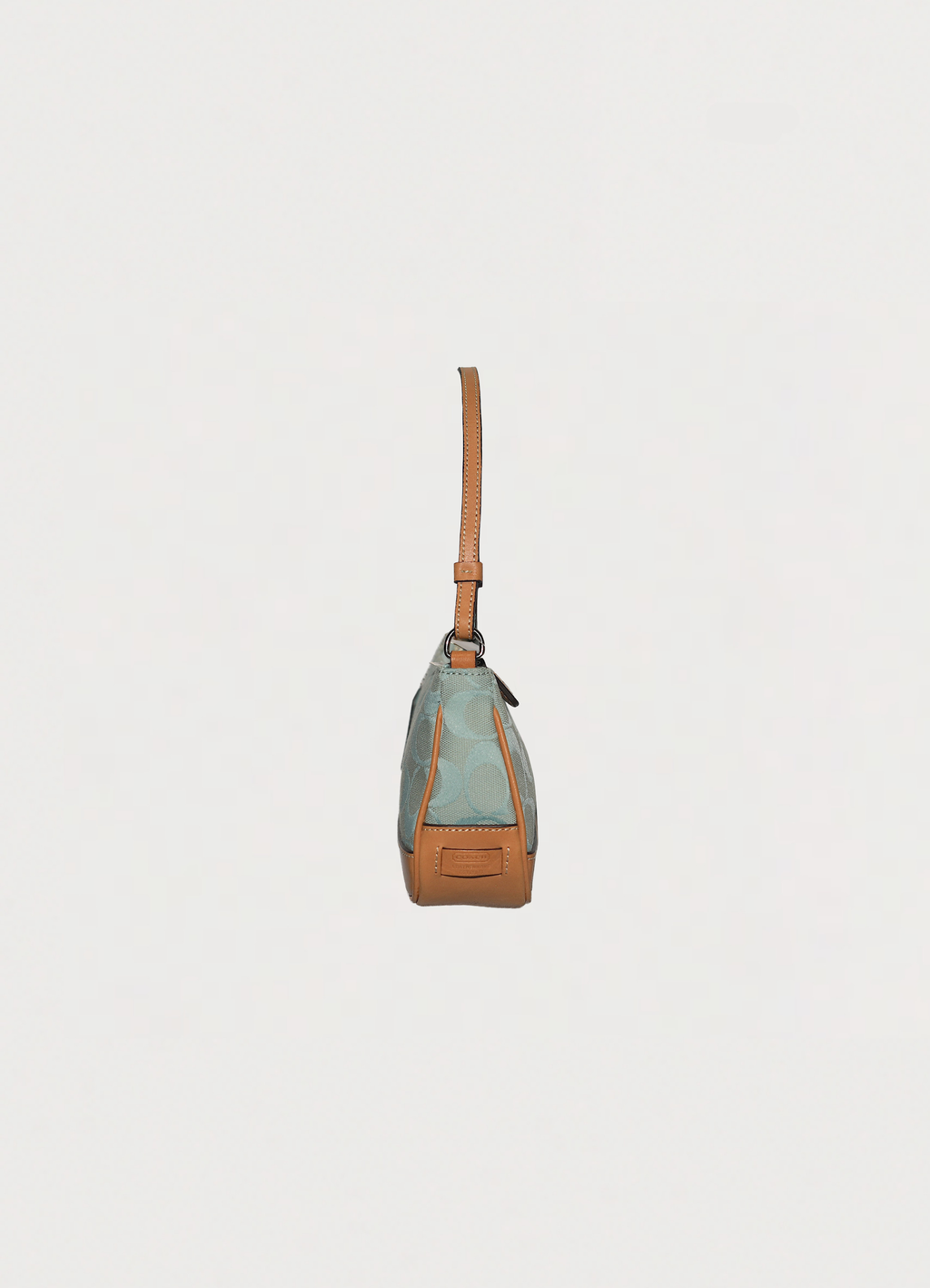 Vintage Coach Demi pochette bag in turquoise signature canvas with leather trim