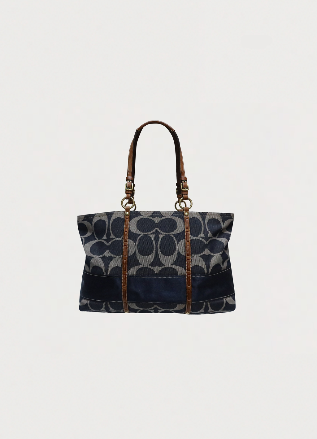 Vintage Coach Denim Legacy tote bag in blue signature canvas back view