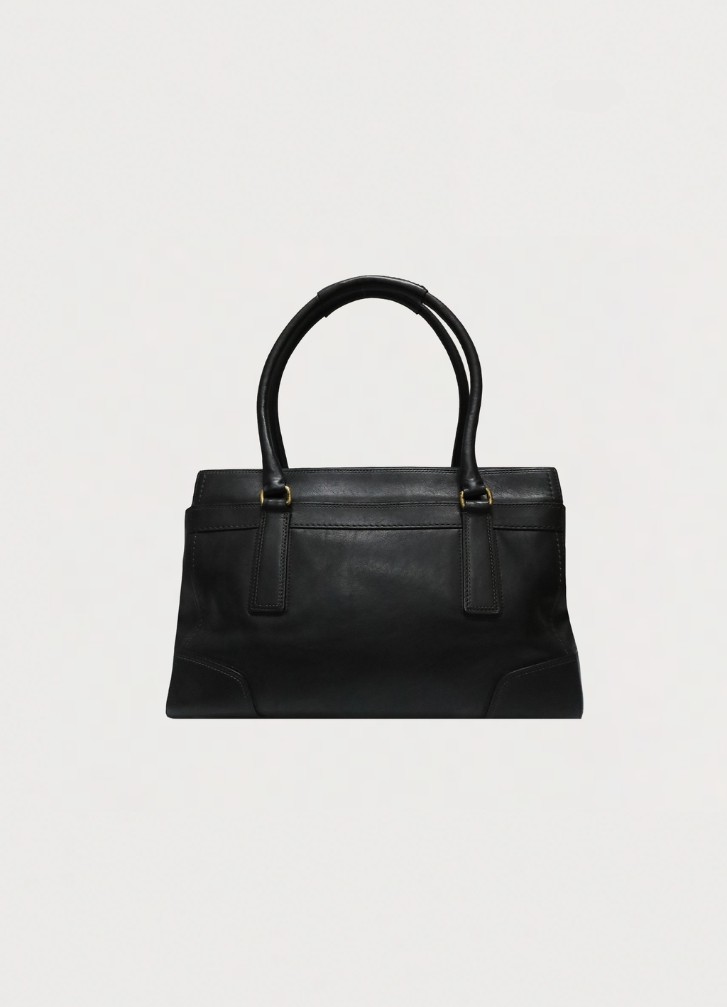 Vintage Coach Madeline turnlock satchel in black smooth leather back view