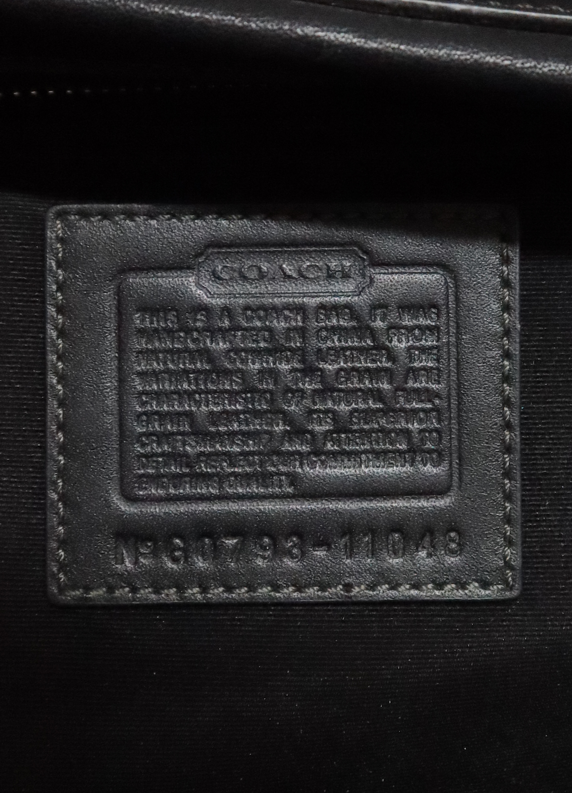 Interior leather Coach creed patch with serial number for authenticity