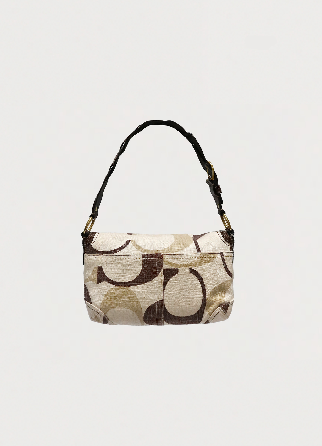 Vintage Coach Optic Signature Soho flap bag in khaki canvas back view