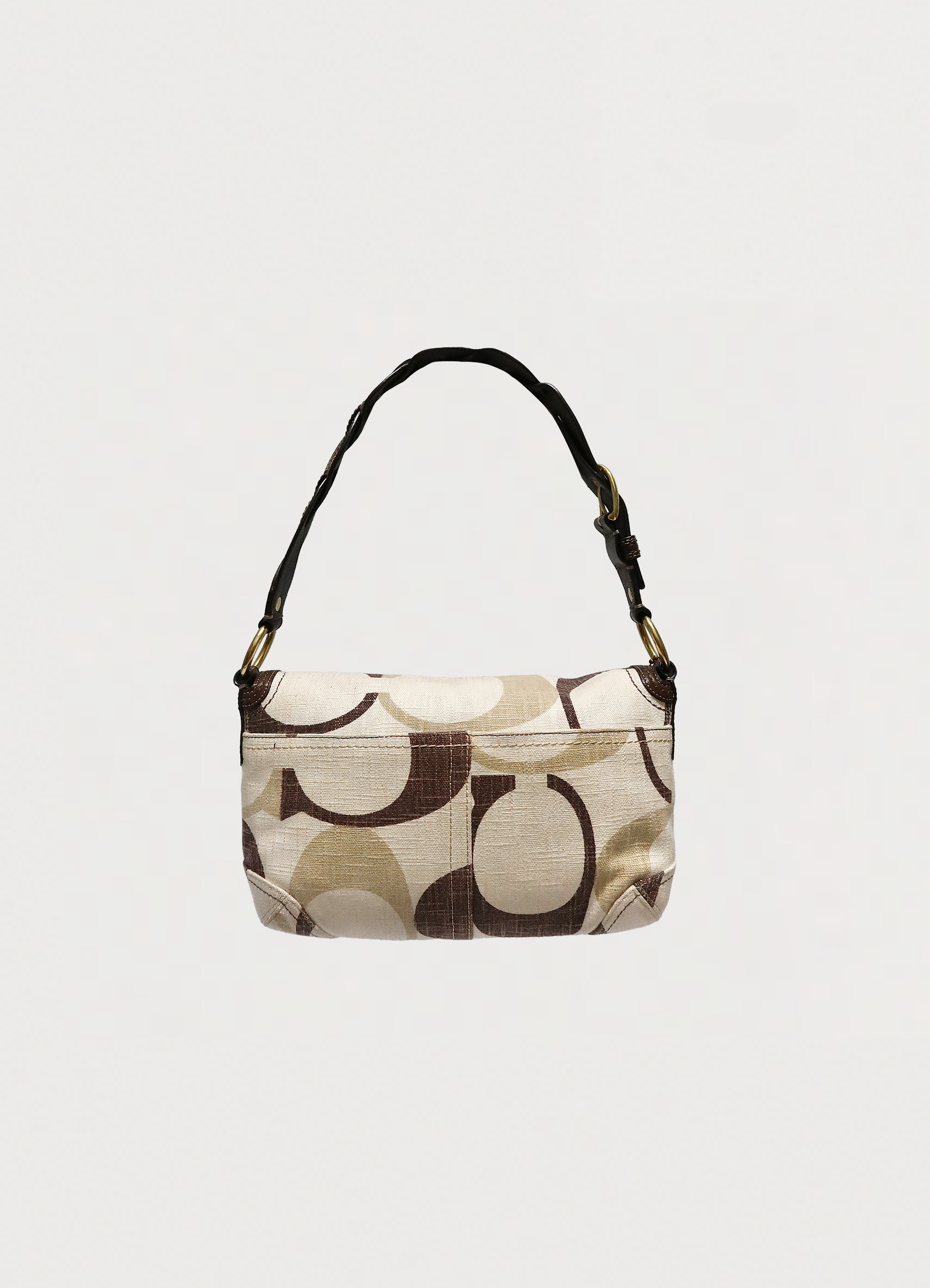 Vintage Coach Optic Signature Soho flap bag in khaki canvas back view